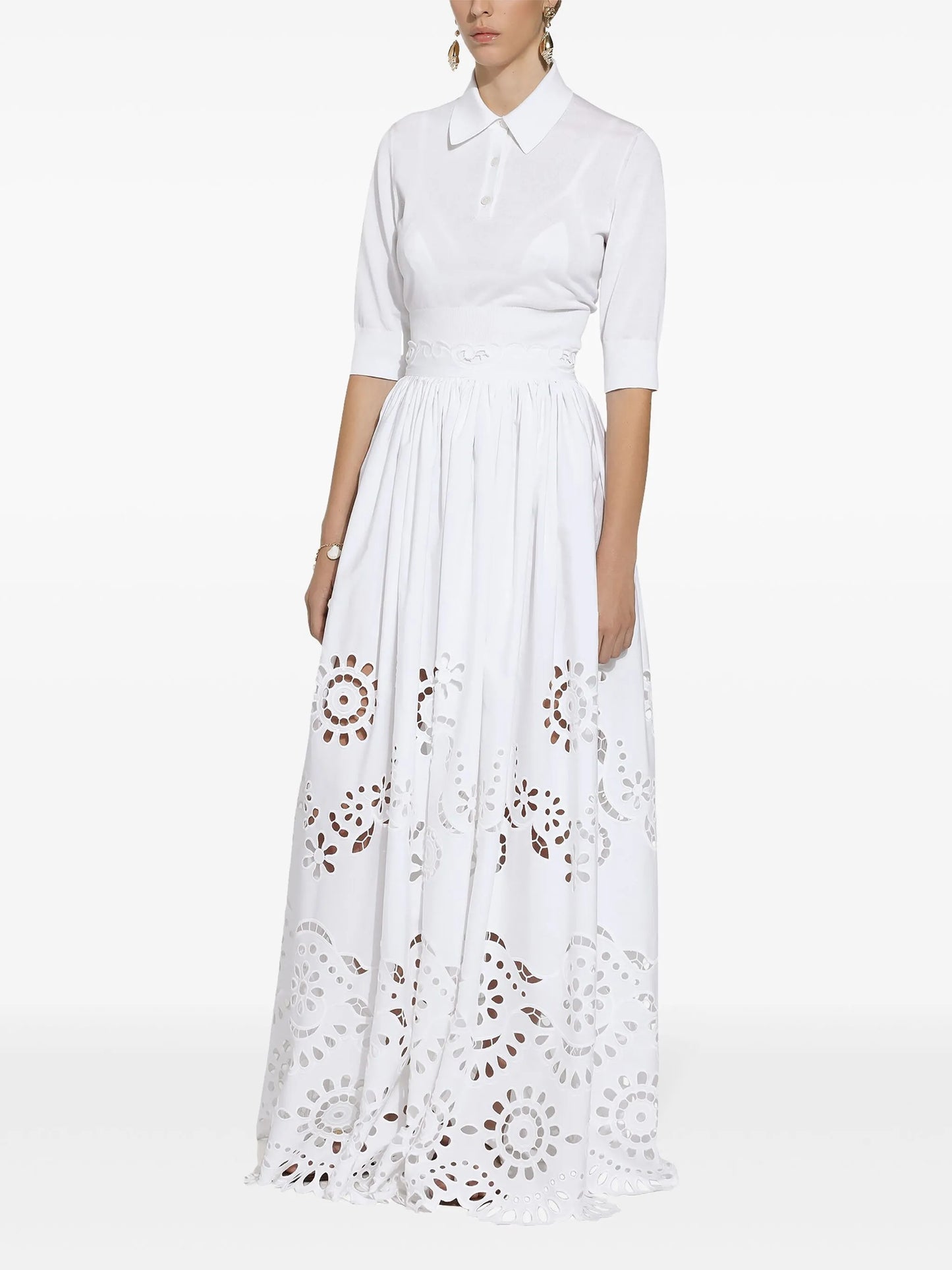 scallop-hem maxi skirt