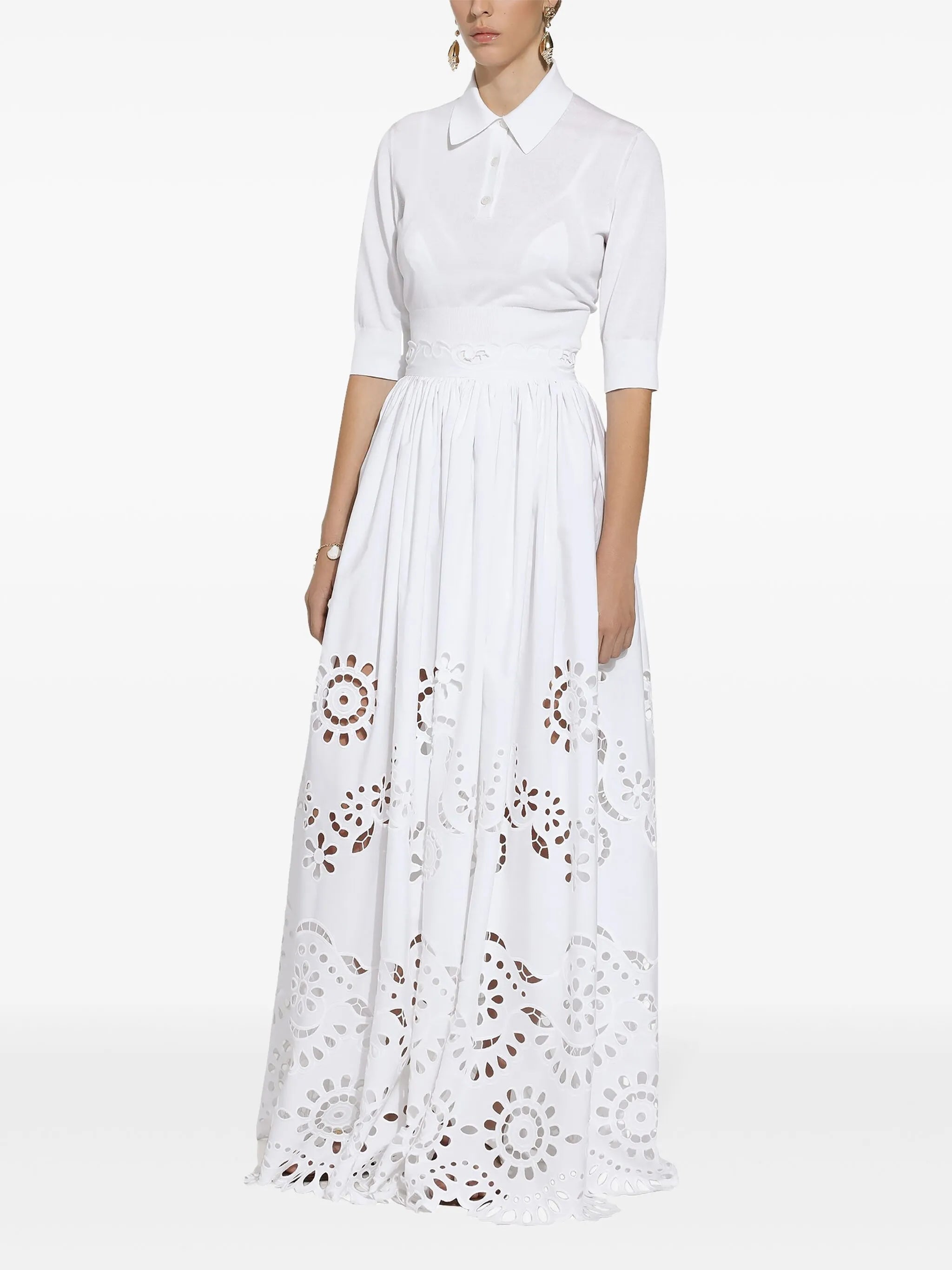 scallop-hem maxi skirt