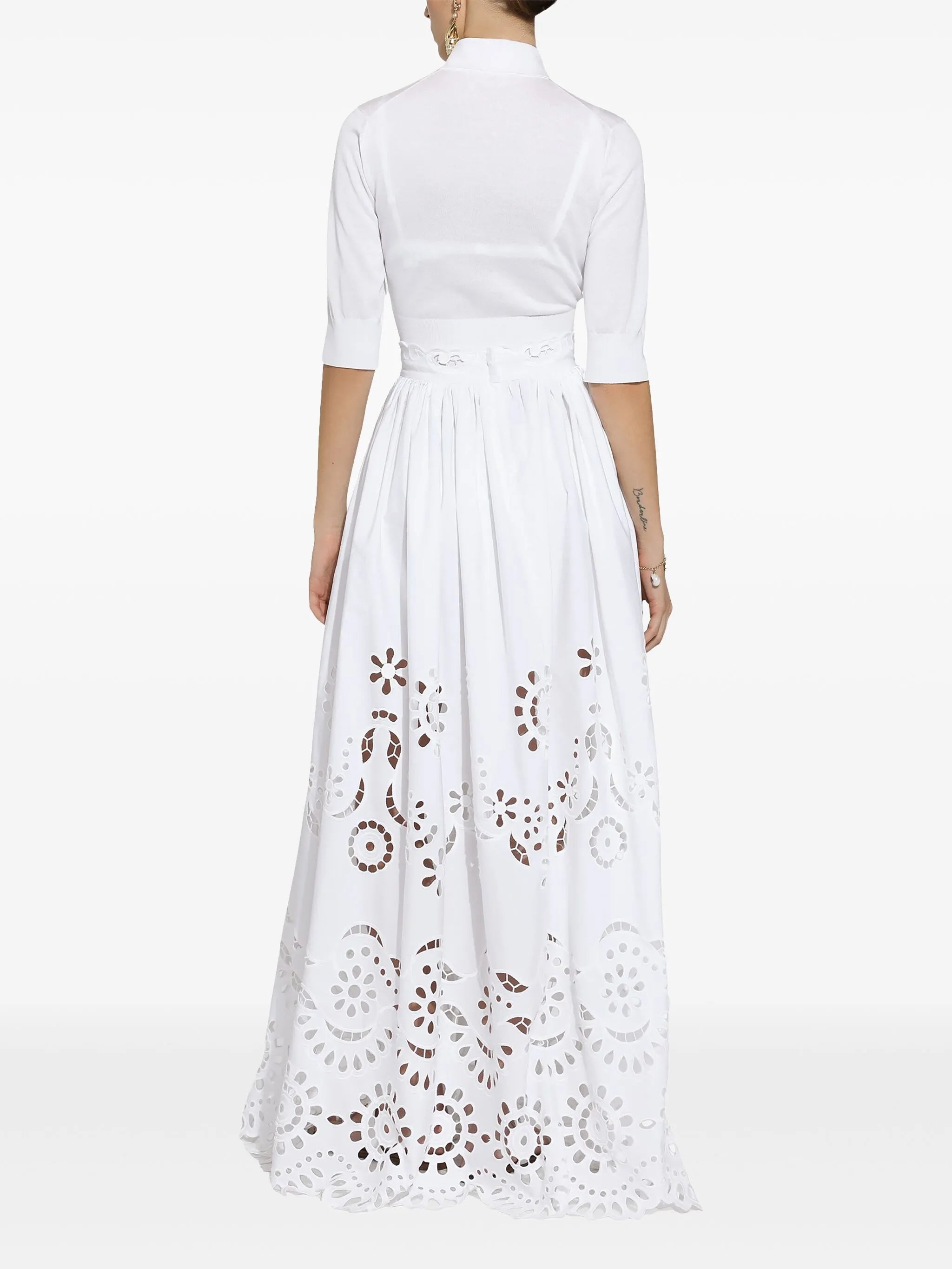 scallop-hem maxi skirt