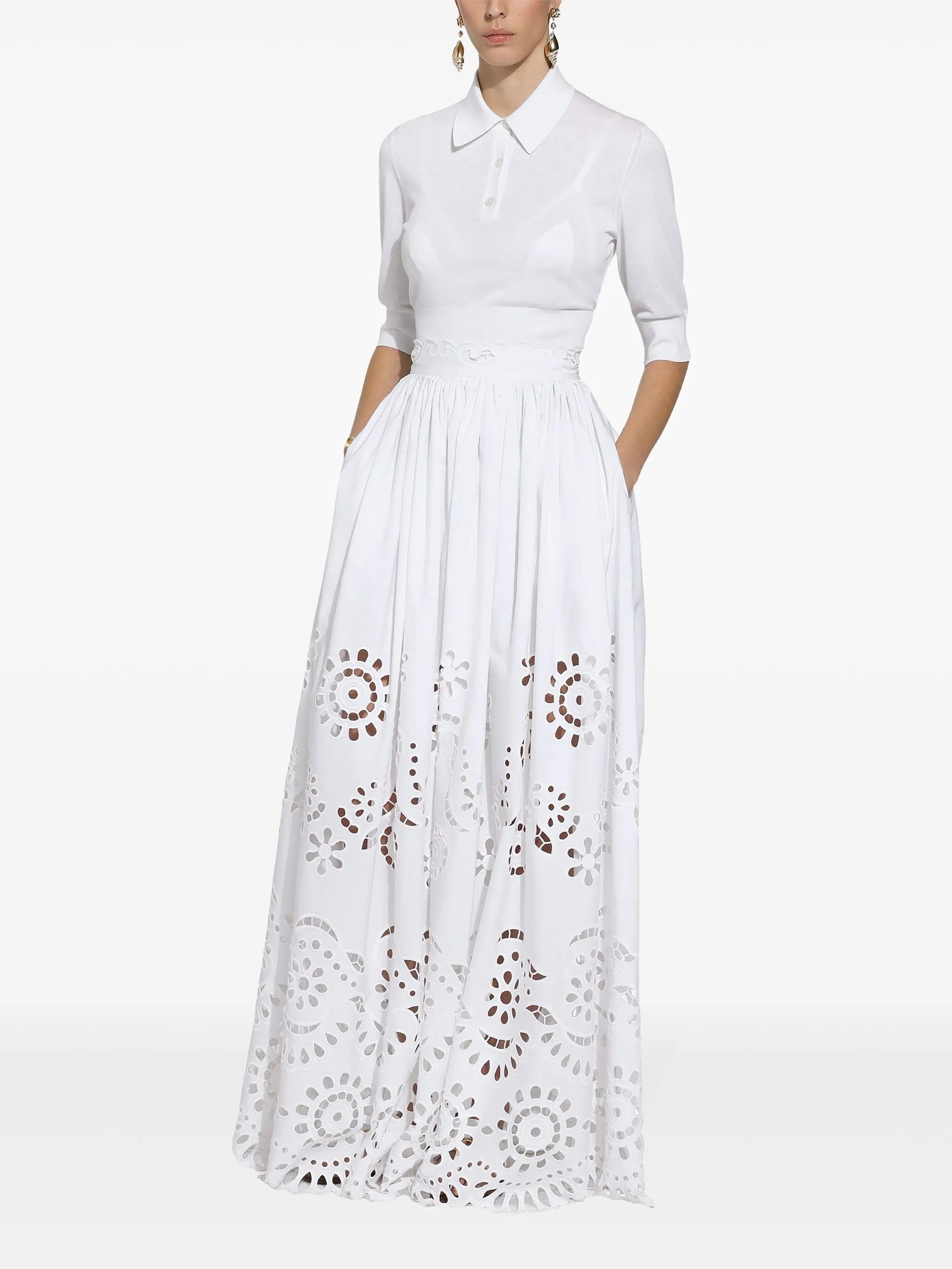 scallop-hem maxi skirt