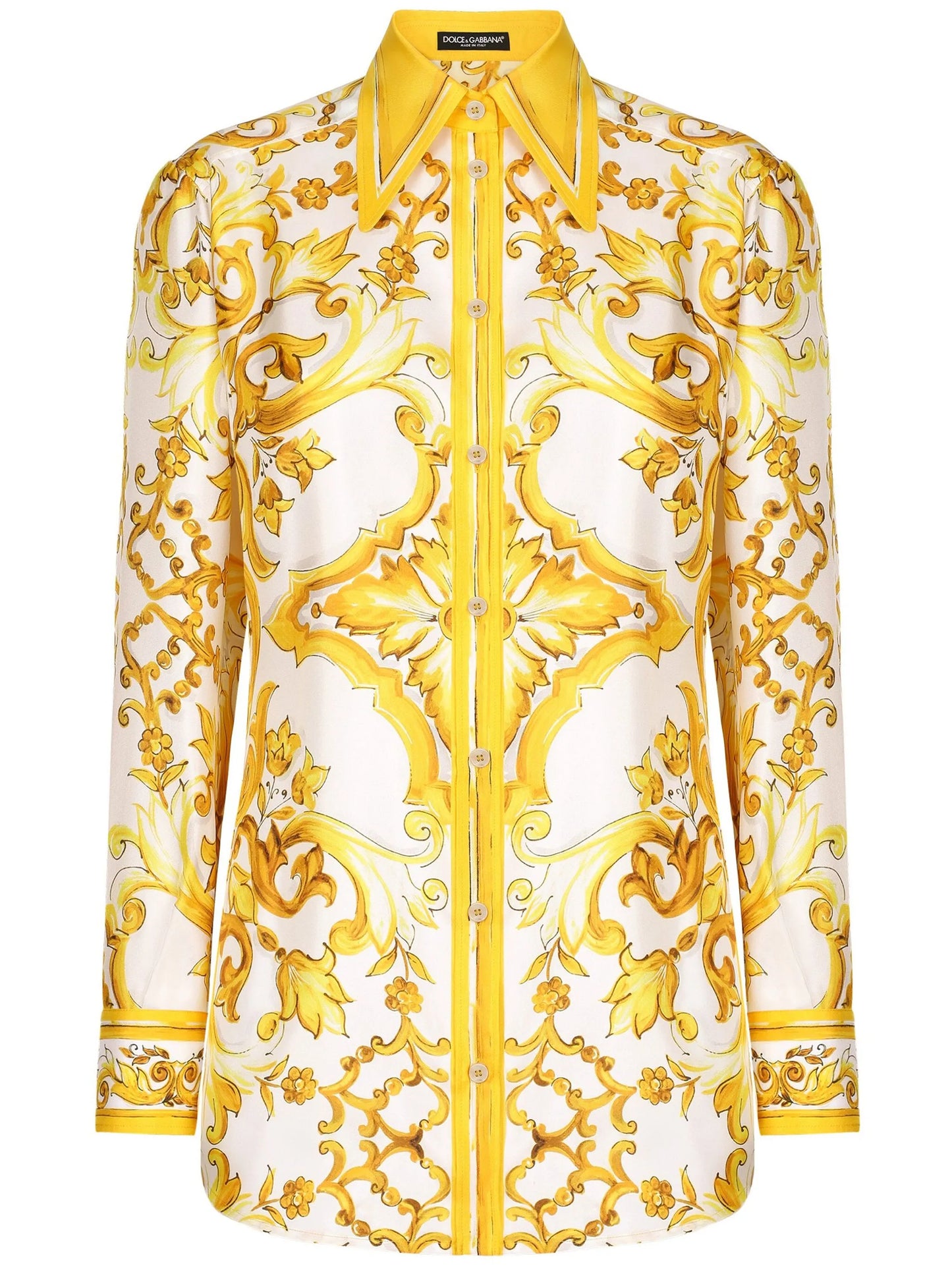 Majolica-print silk shirt