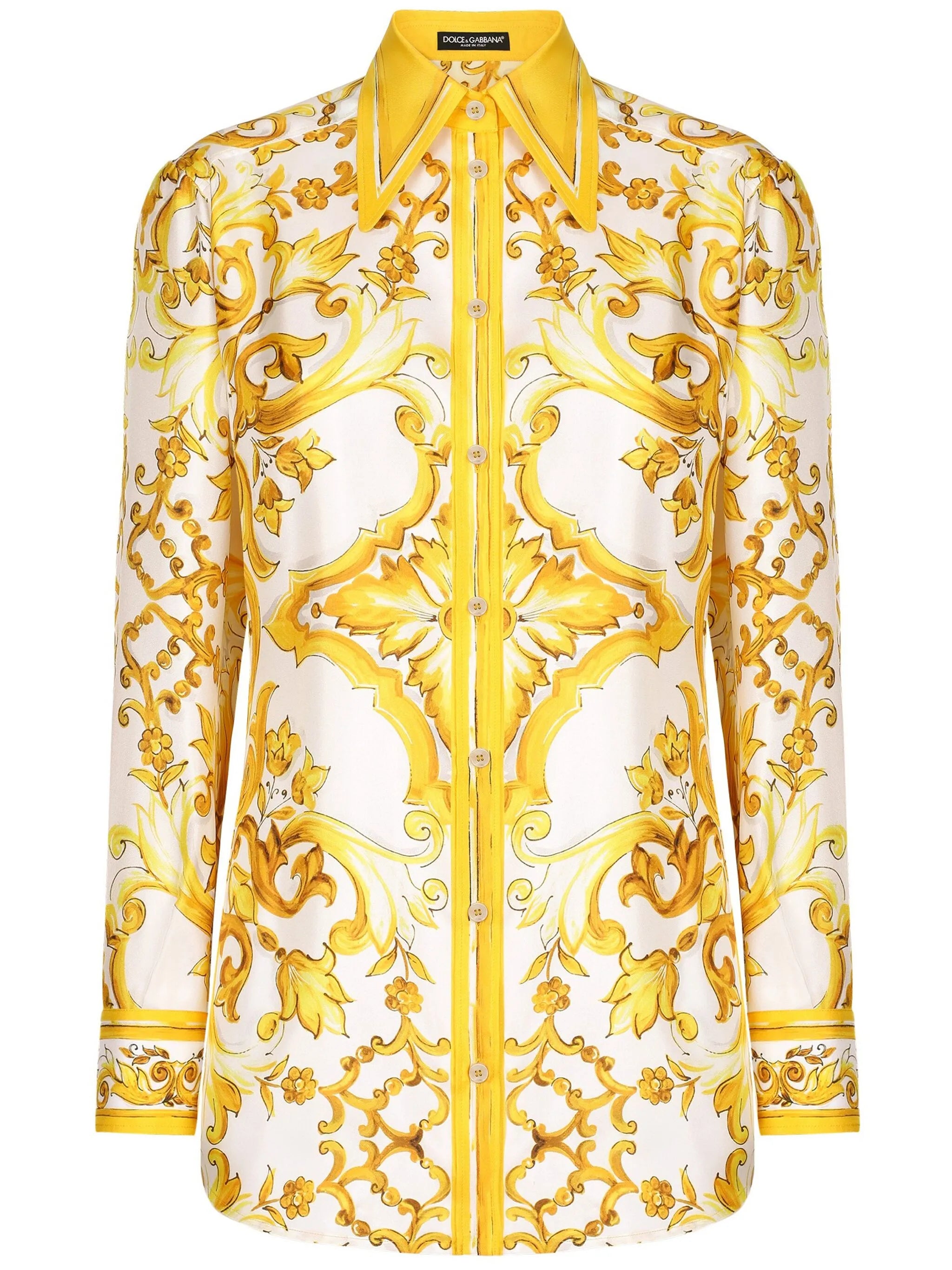 Majolica-print silk shirt