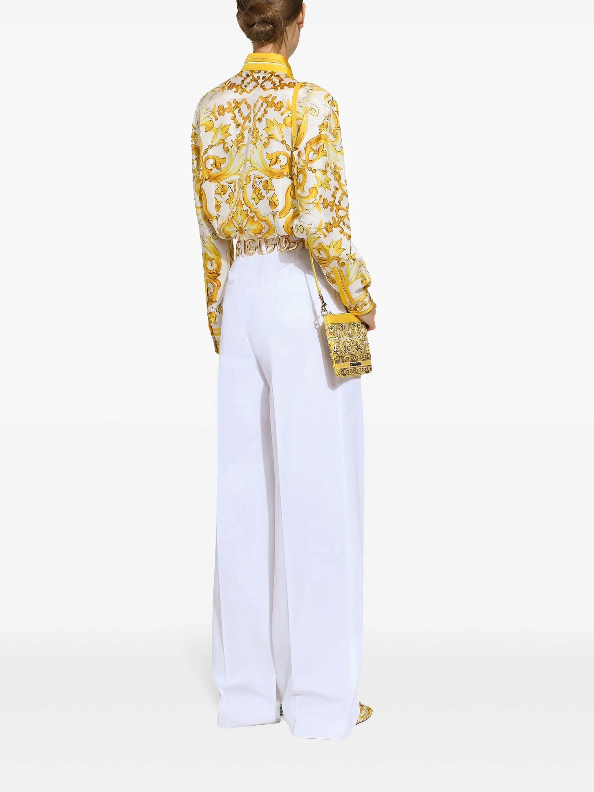 Majolica-print silk shirt