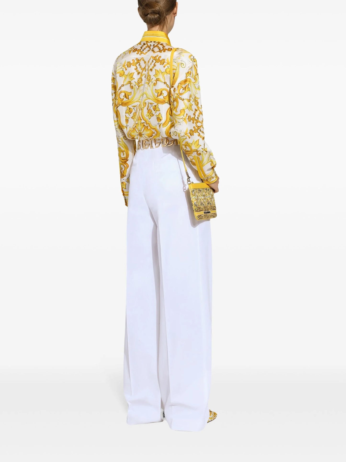 Majolica-print silk shirt