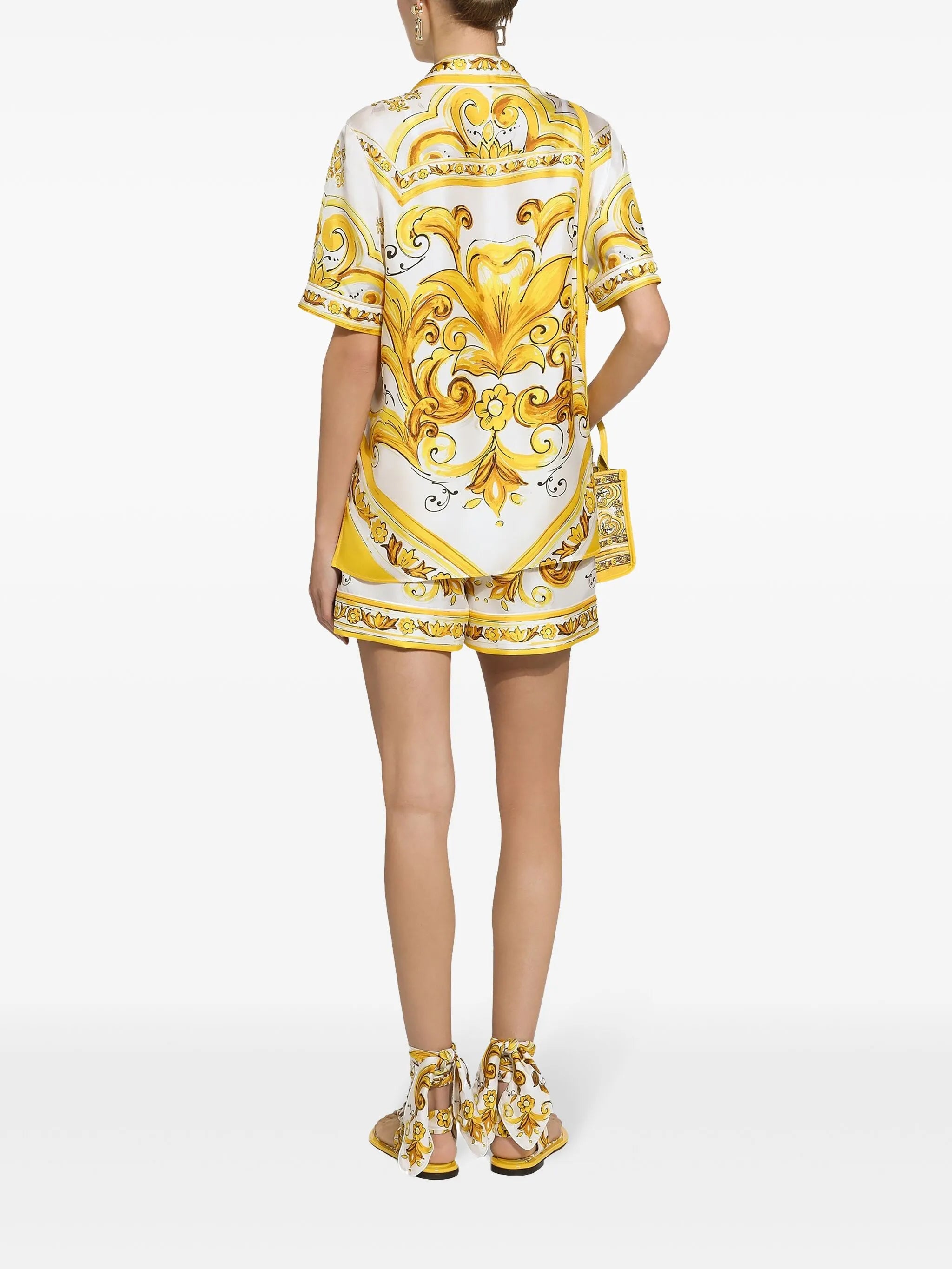 Majolica-print silk shirt