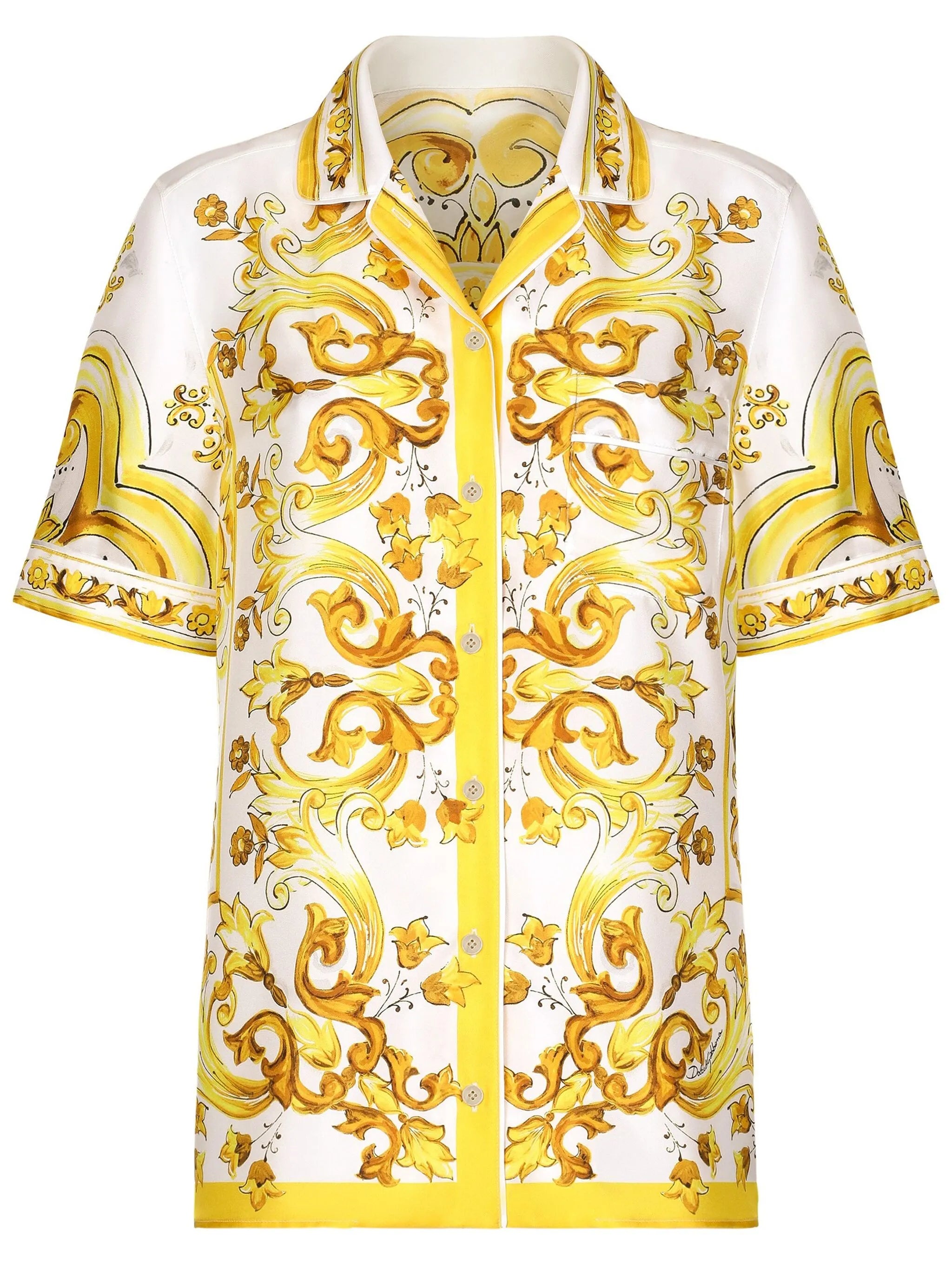 Majolica-print silk shirt