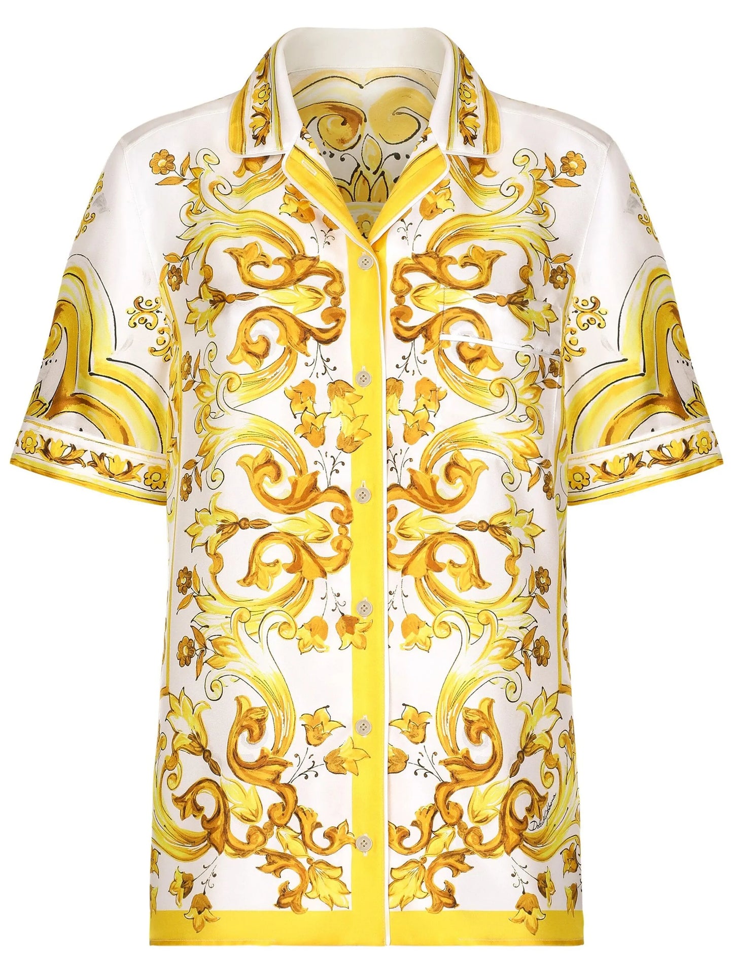 Majolica-print silk shirt