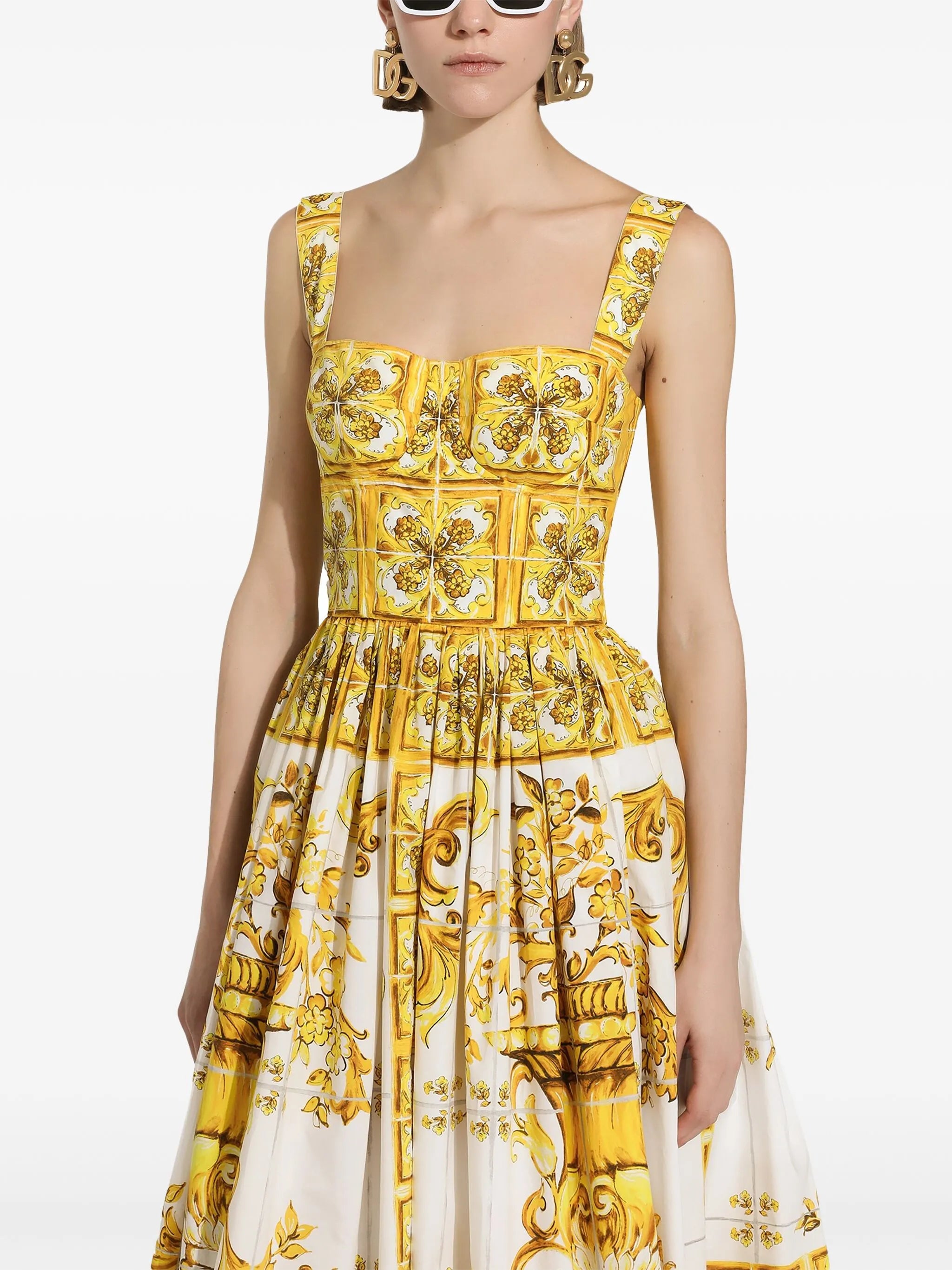 Majolica flared cotton dress