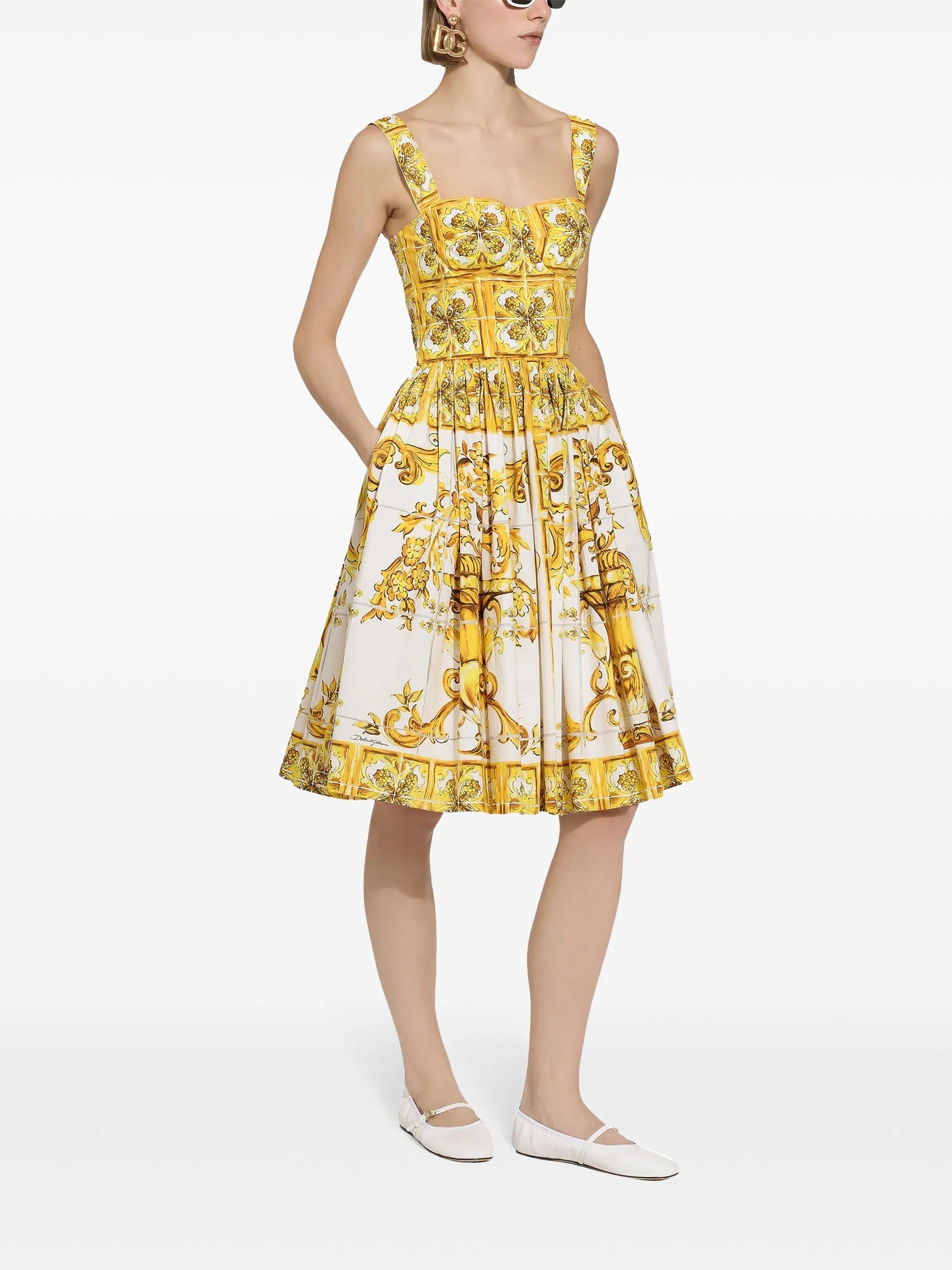 Majolica flared cotton dress