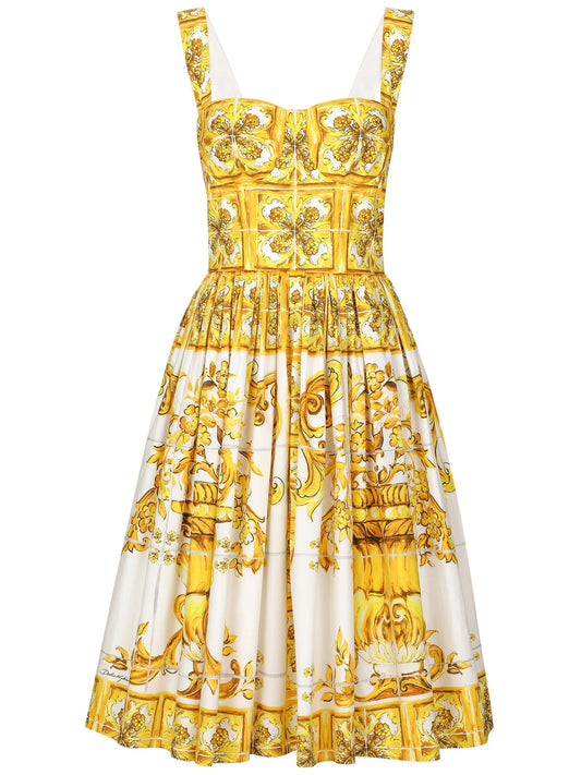 Majolica flared cotton dress