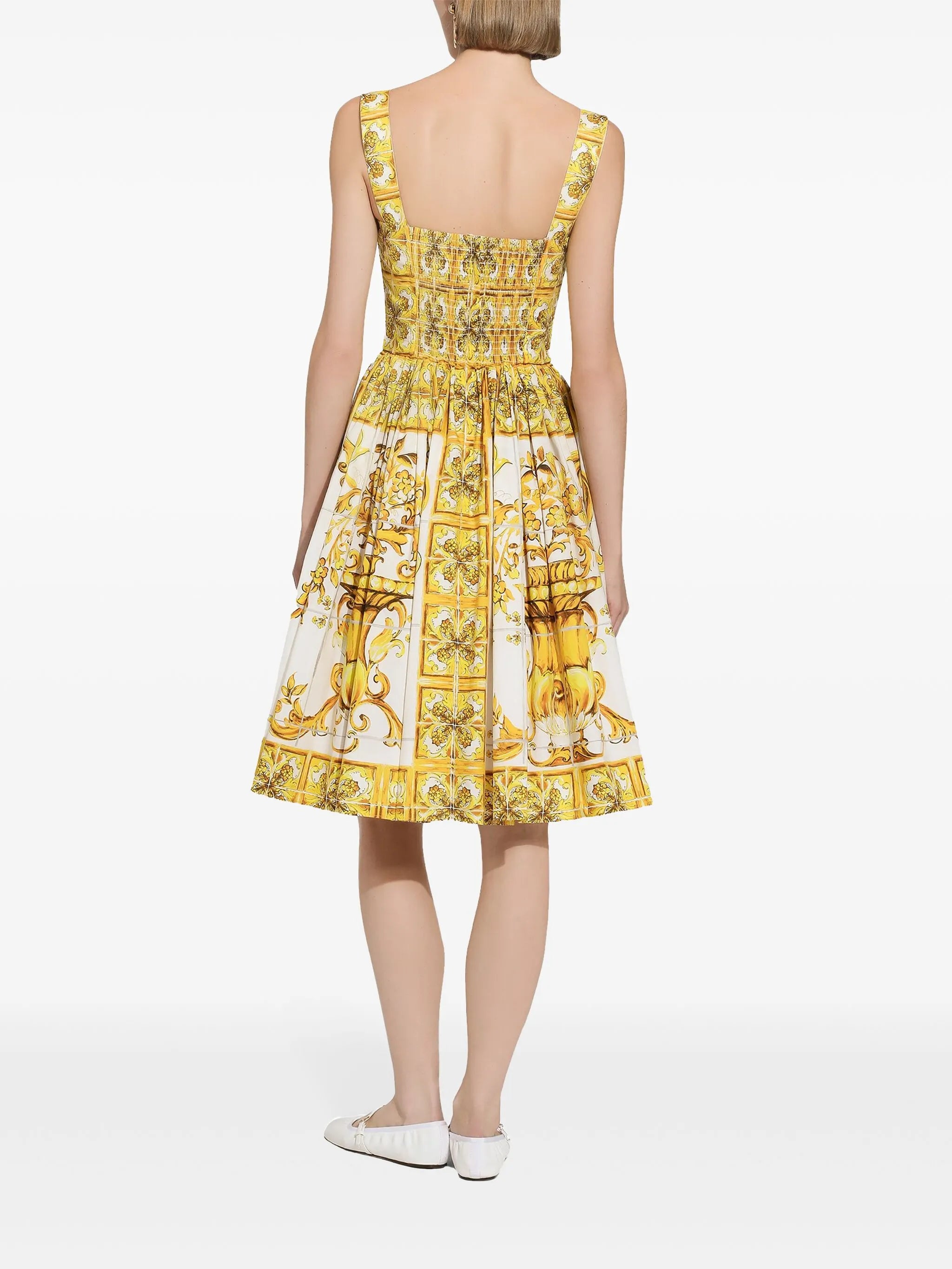 Majolica flared cotton dress