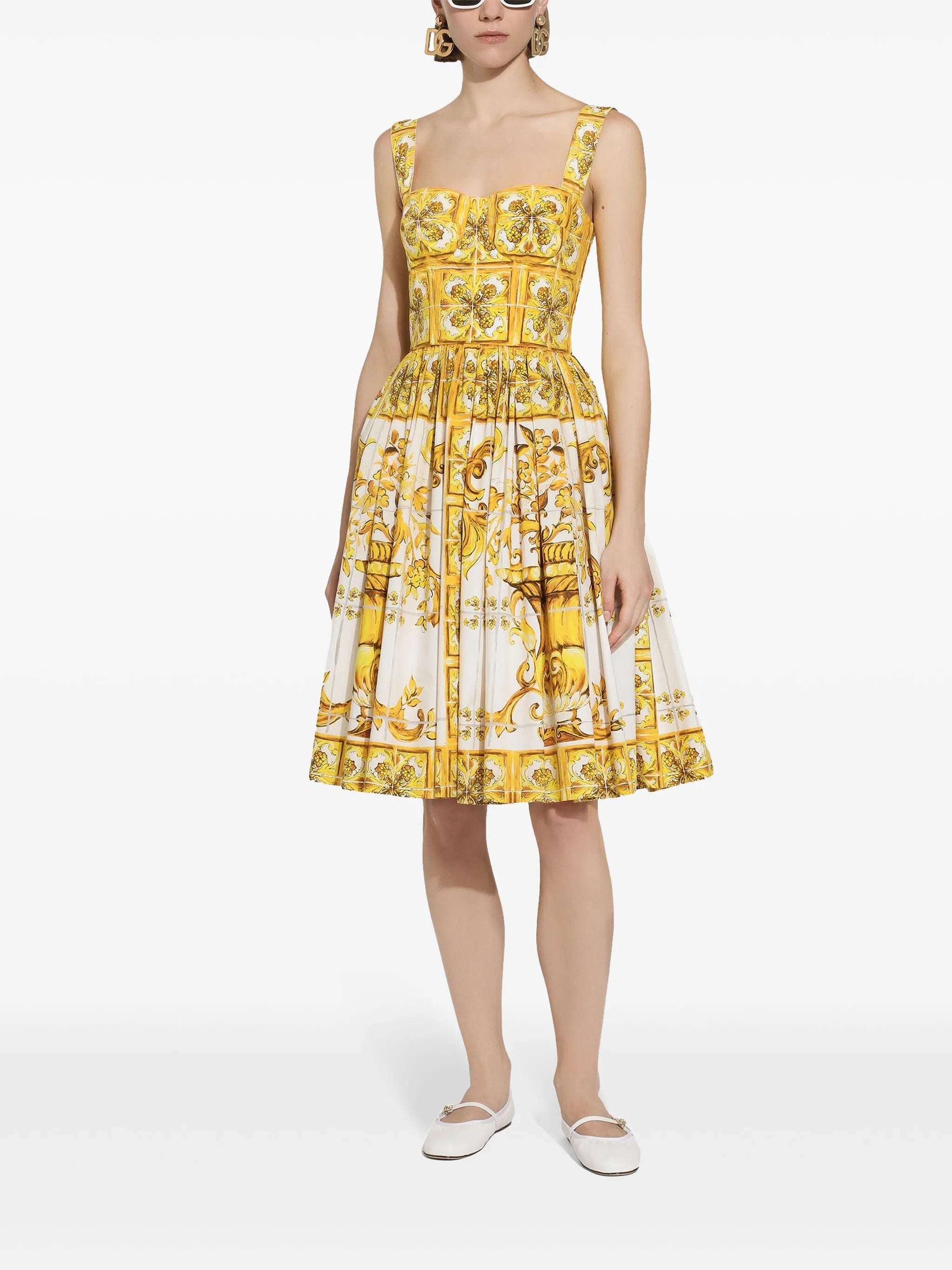 Majolica flared cotton dress