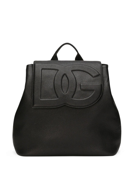 logo-embossed leather backpack