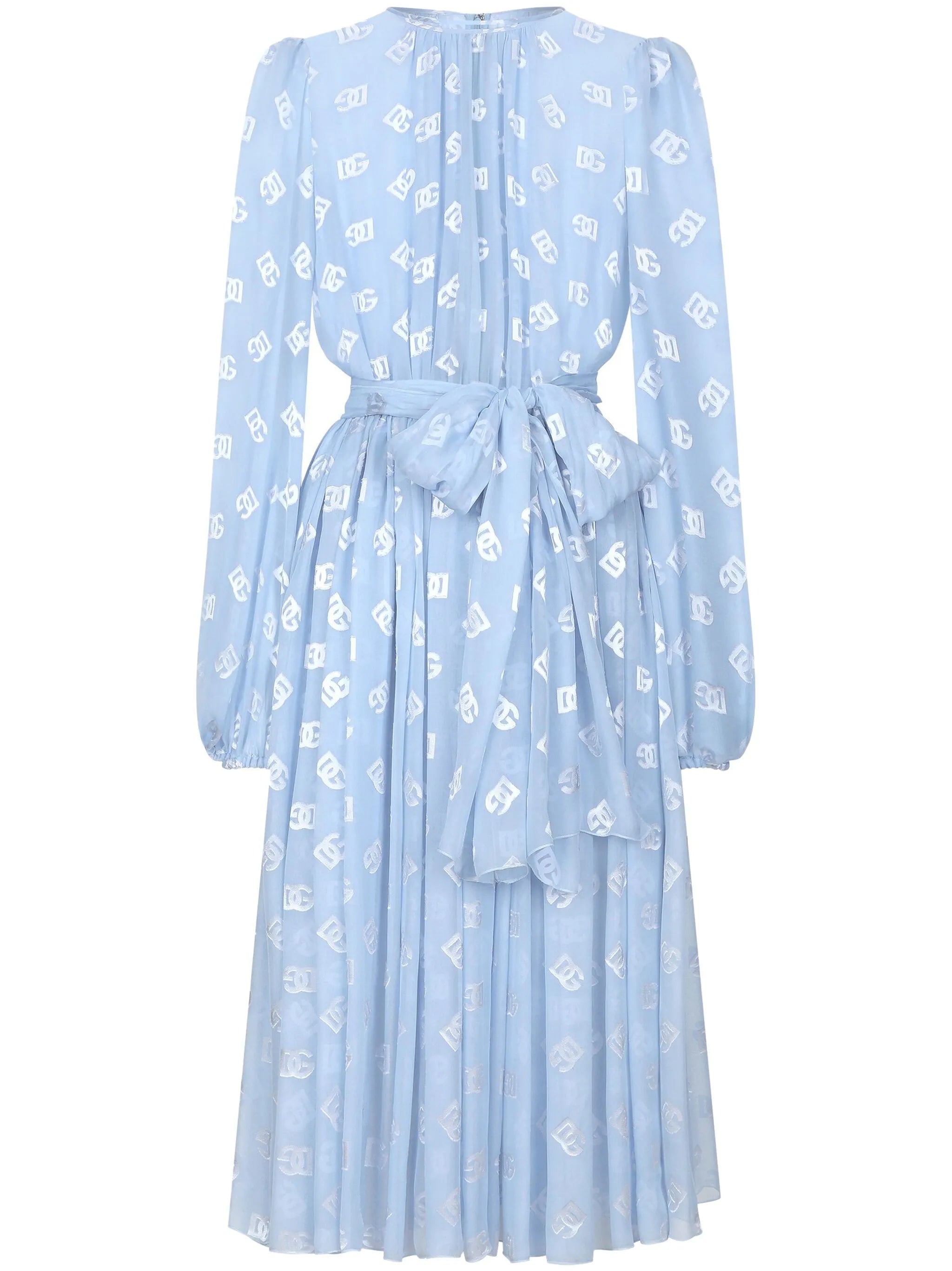 monogram-jacquard chiffon midi dress