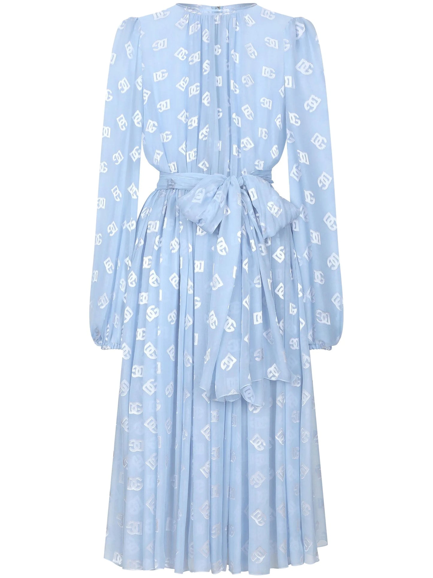 monogram-jacquard chiffon midi dress