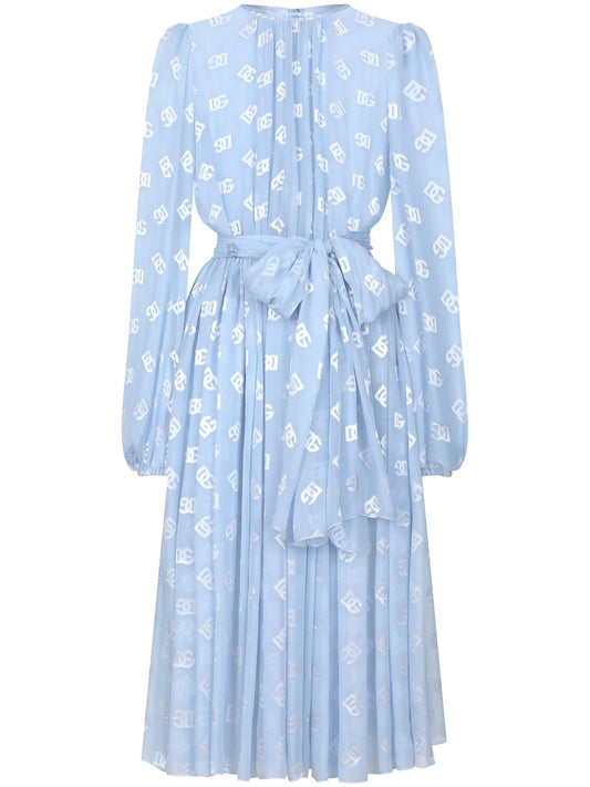 monogram-jacquard chiffon midi dress