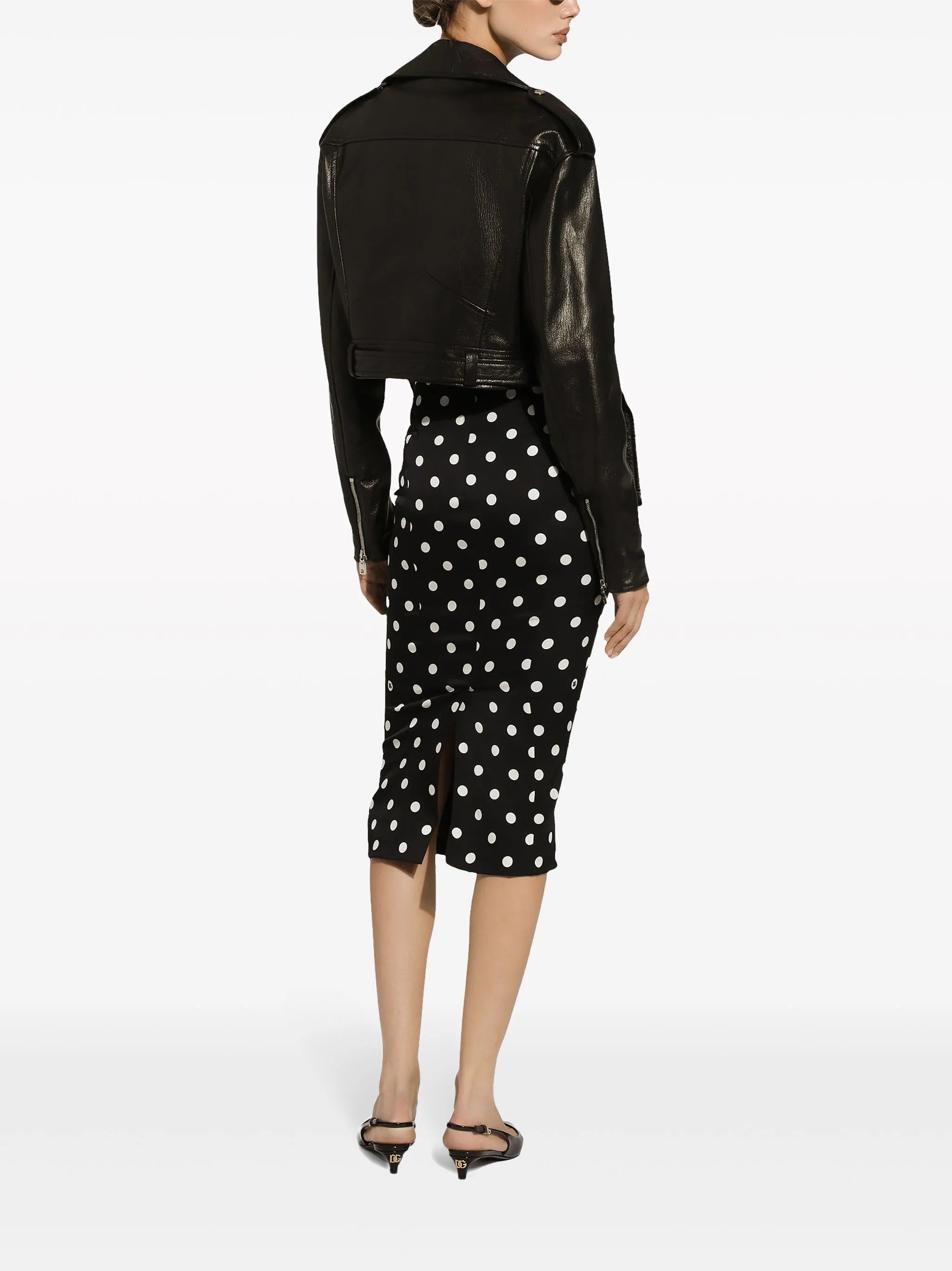 cropped leather biker jacket