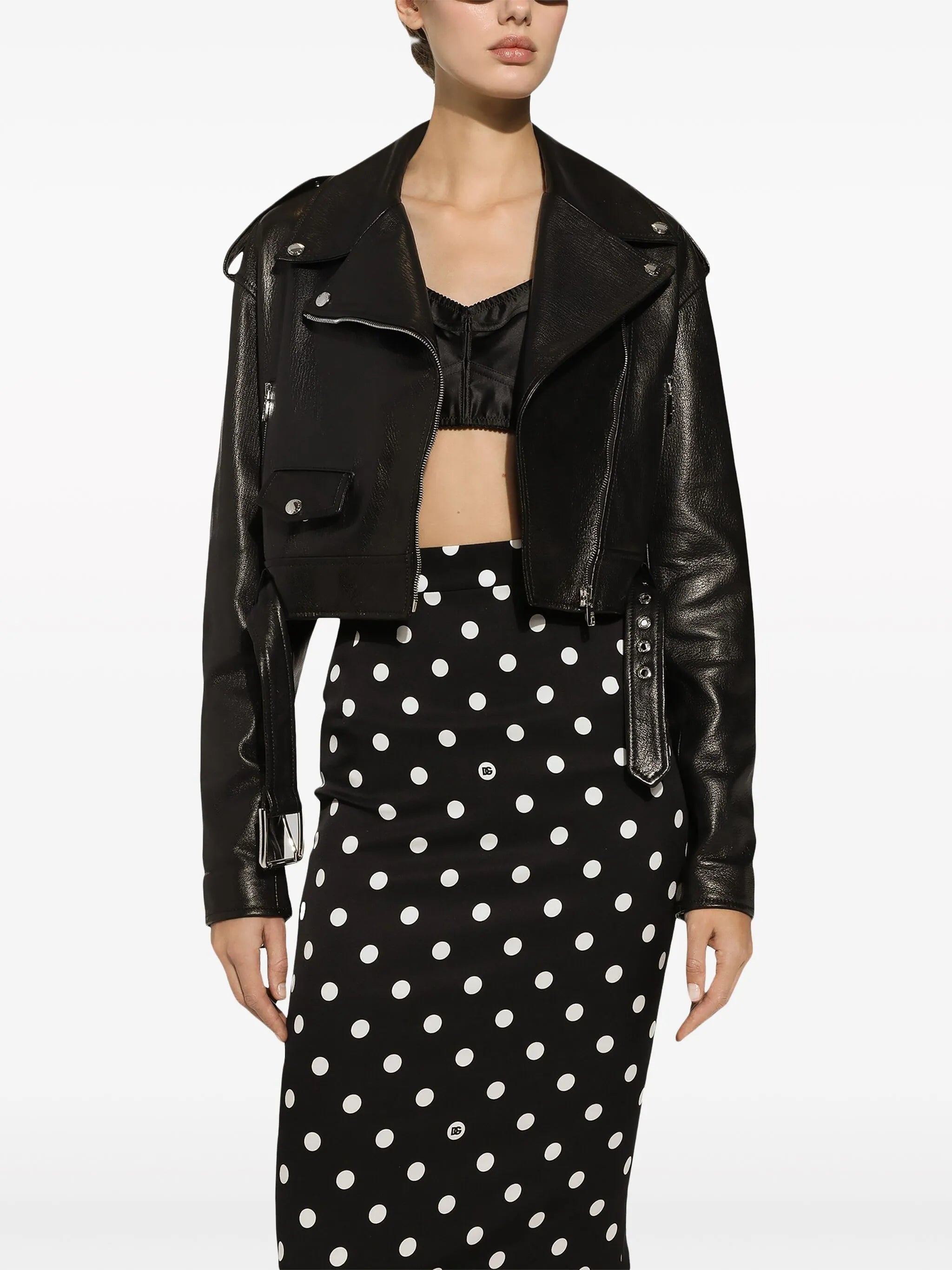 cropped leather biker jacket