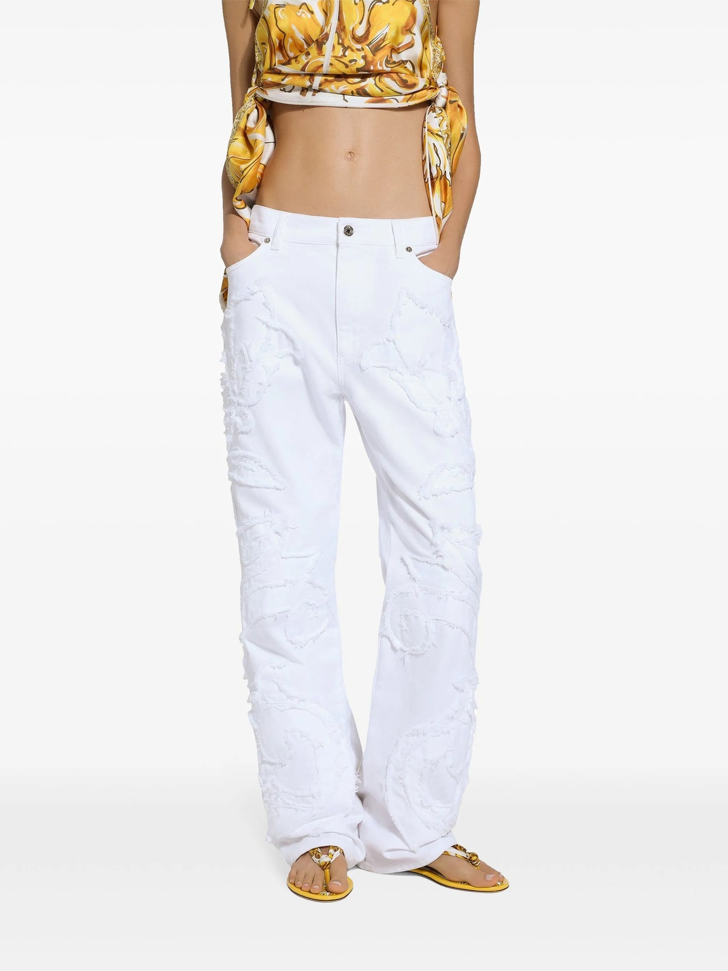 logo-patch boyfriend jeans