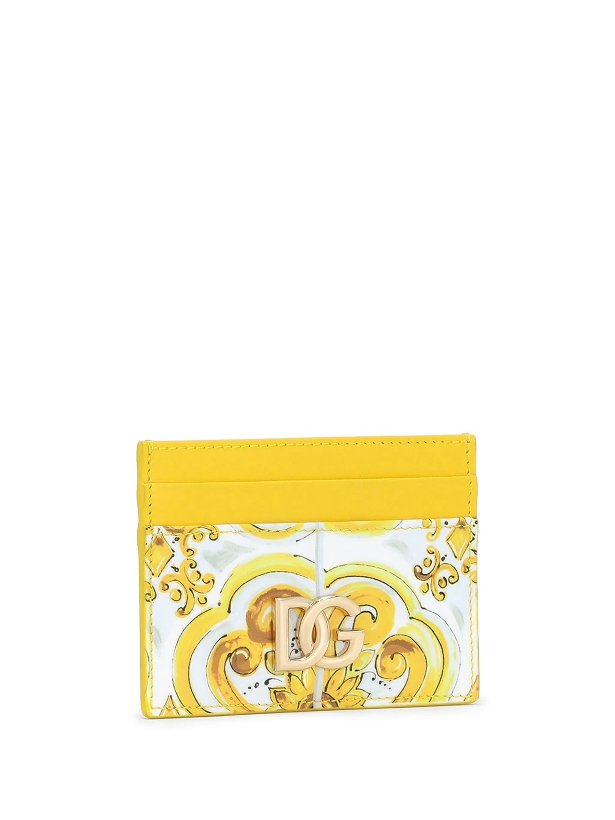Majolica-print leather cardholder