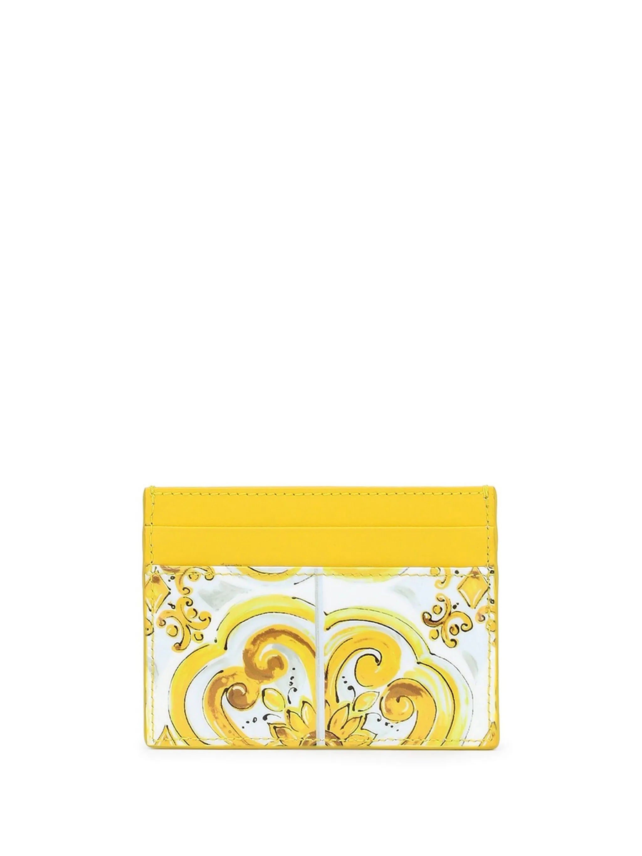 Majolica-print leather cardholder