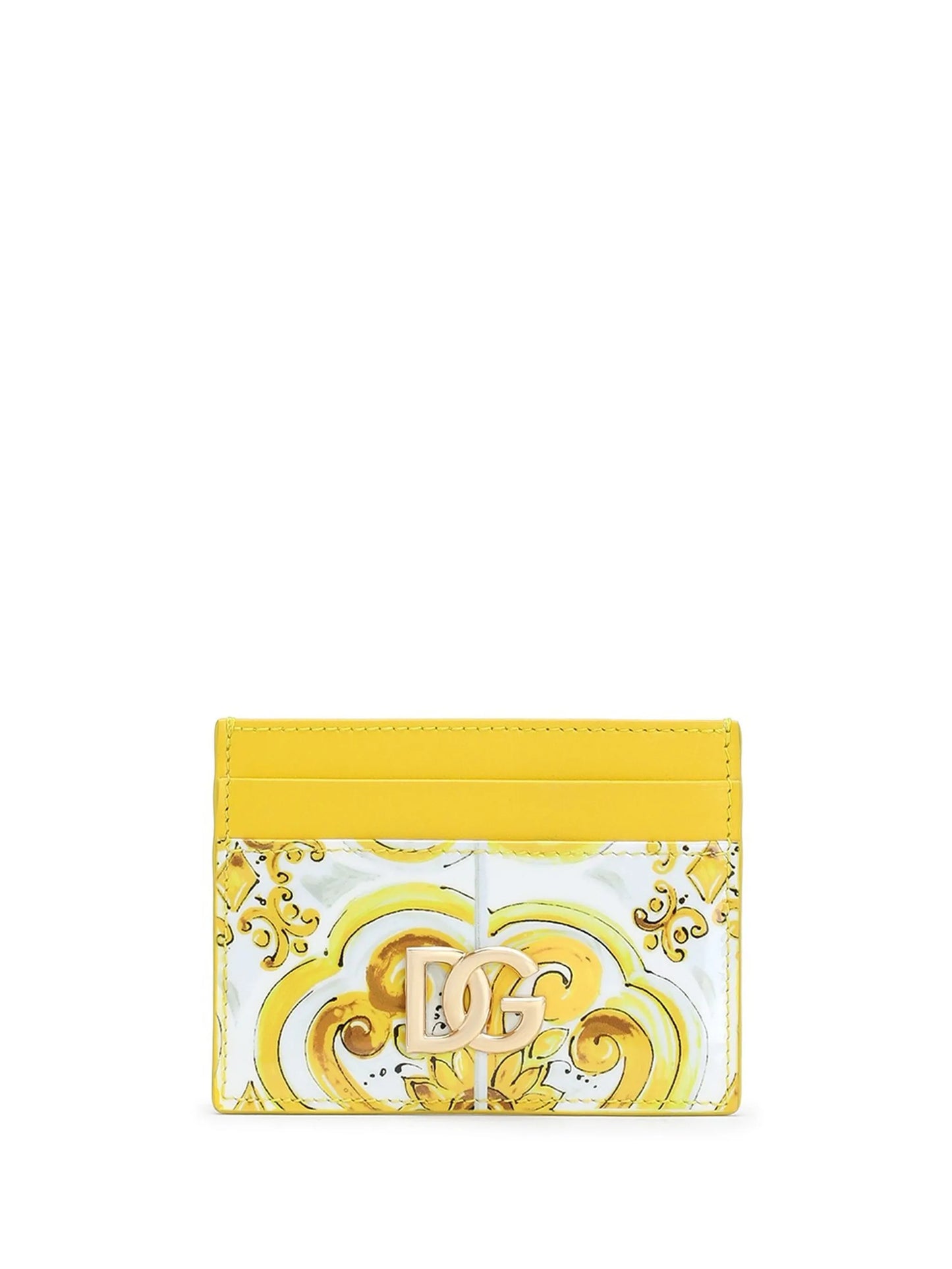 Majolica-print leather cardholder