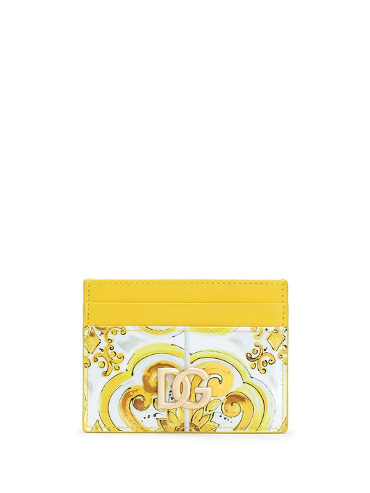 Majolica-print leather cardholder