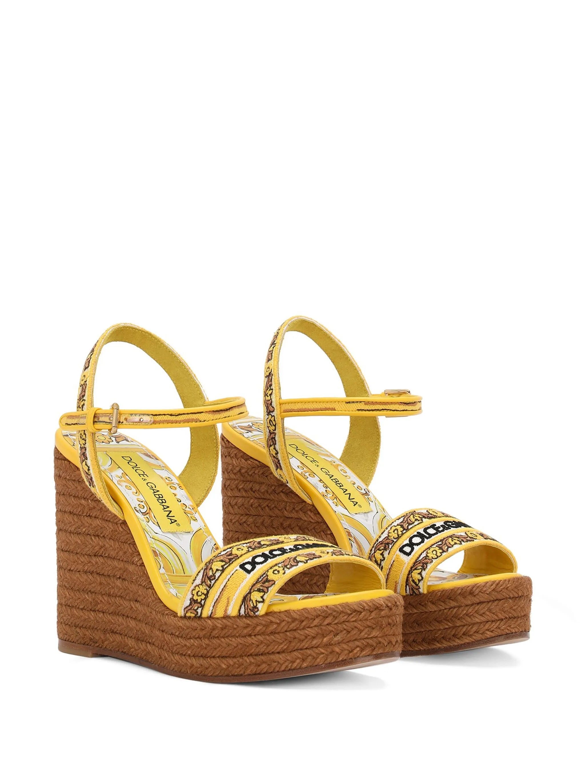 Majolica-print 90mm wedge sandals