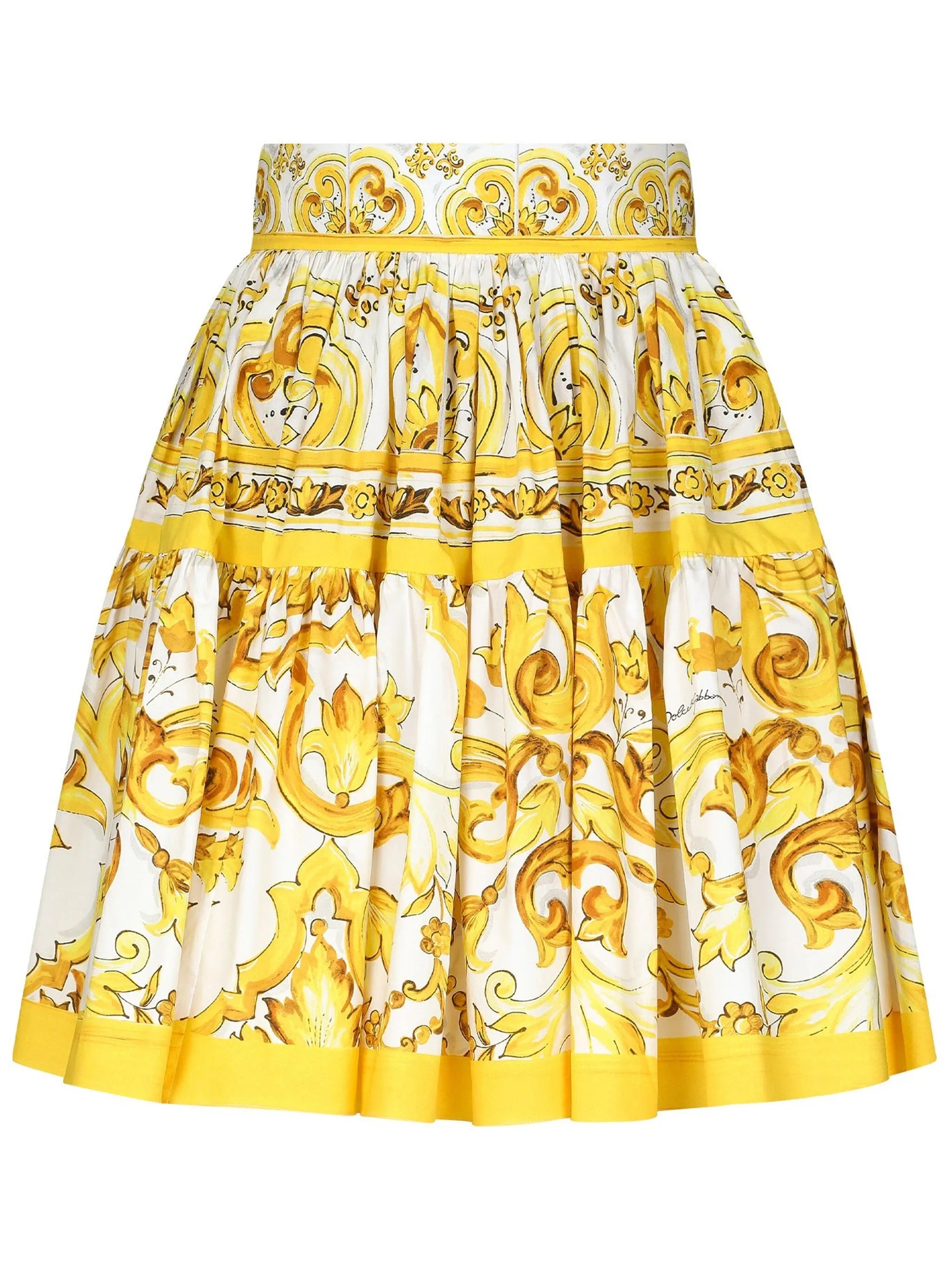 Majolica-print pleated skirt
