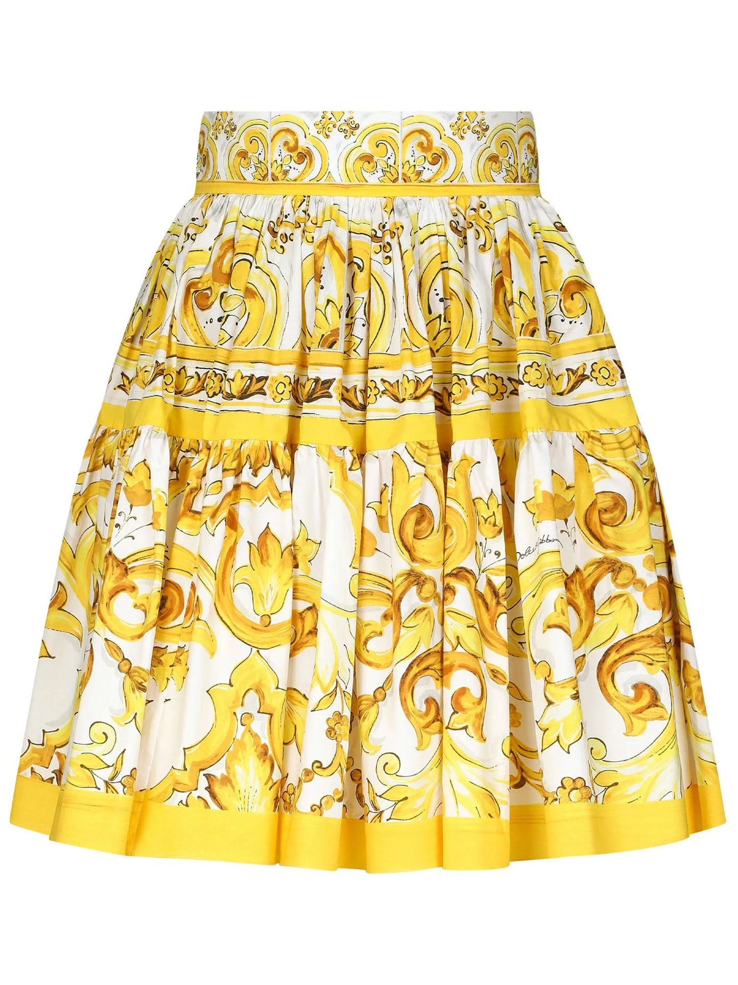 Majolica-print pleated skirt