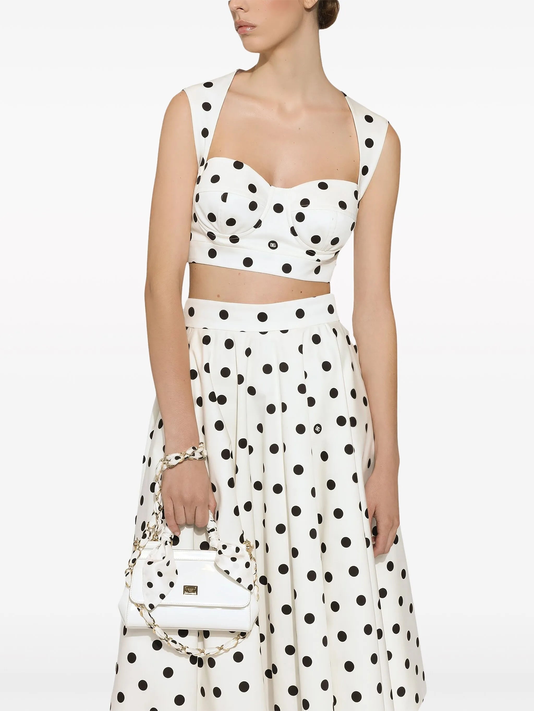 polka-dot midi skirt