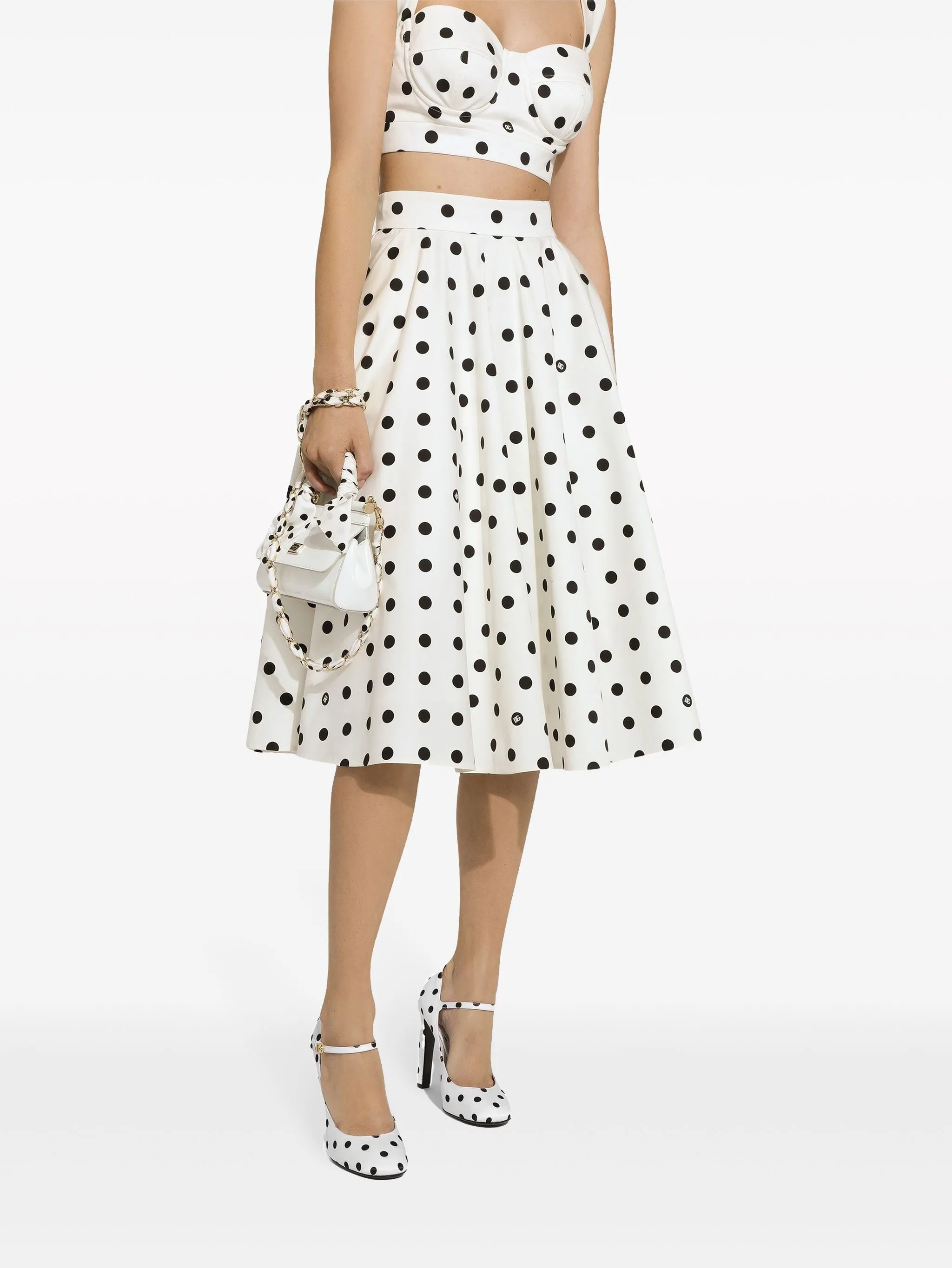 polka-dot midi skirt