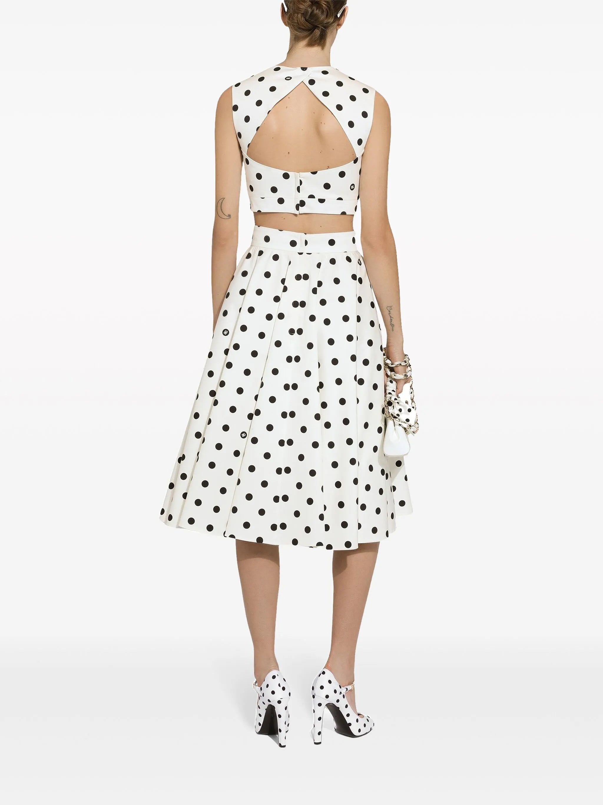 polka-dot midi skirt