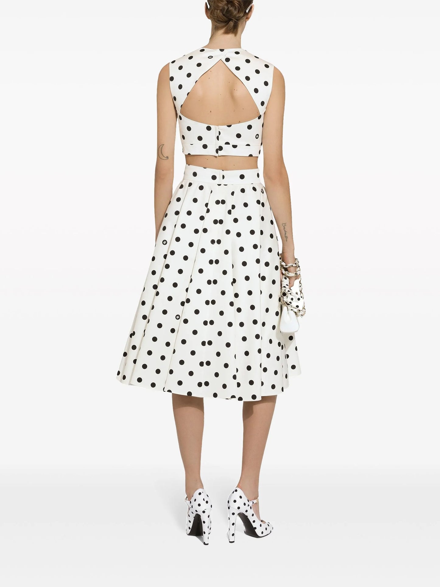 polka-dot midi skirt