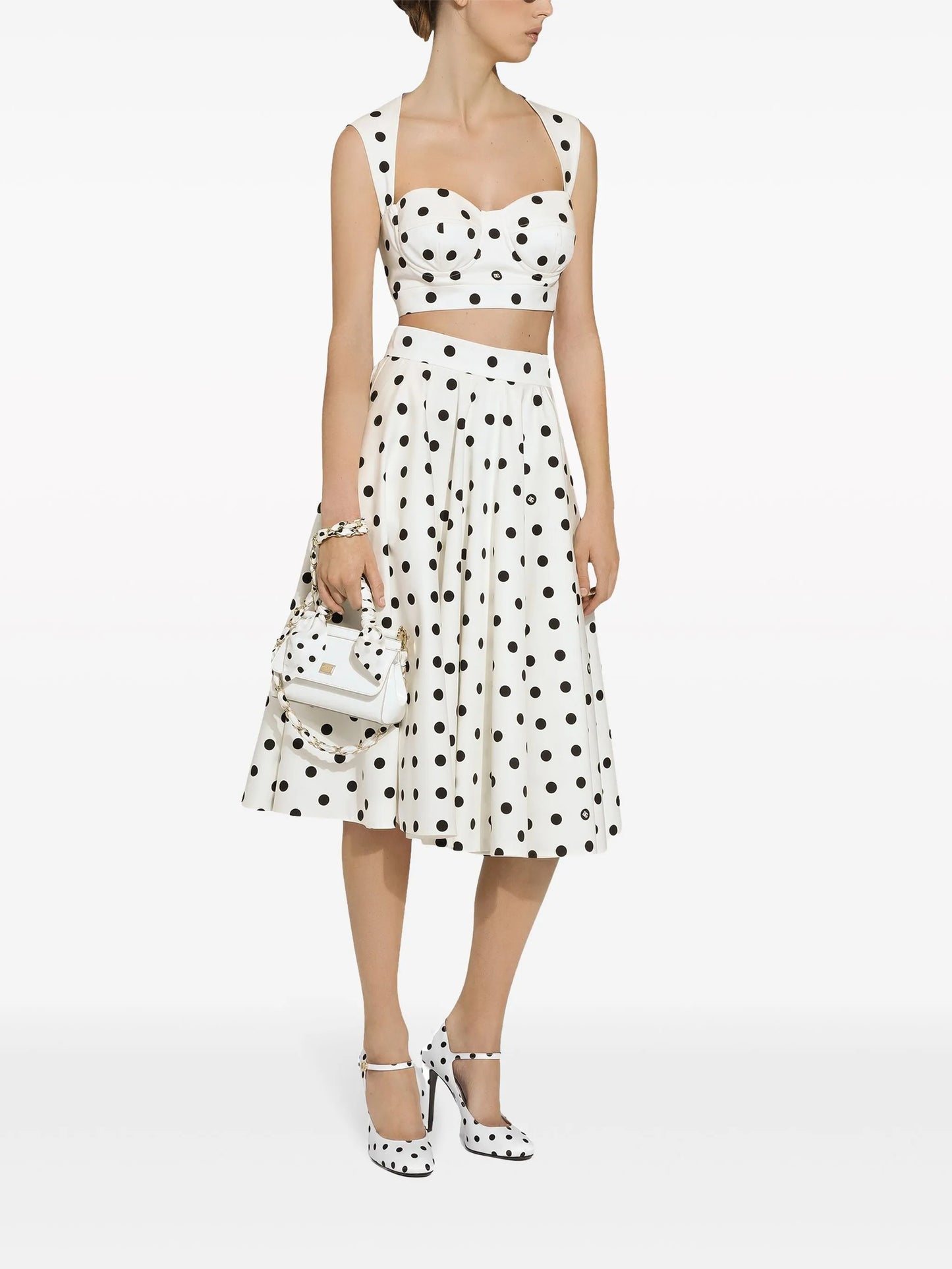 polka-dot midi skirt