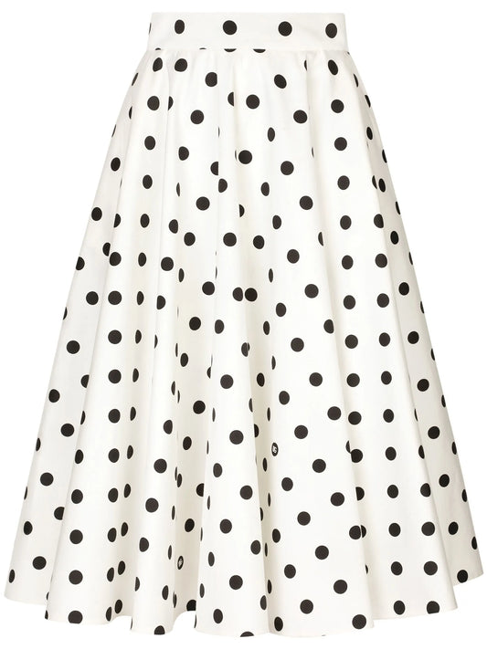 polka-dot midi skirt