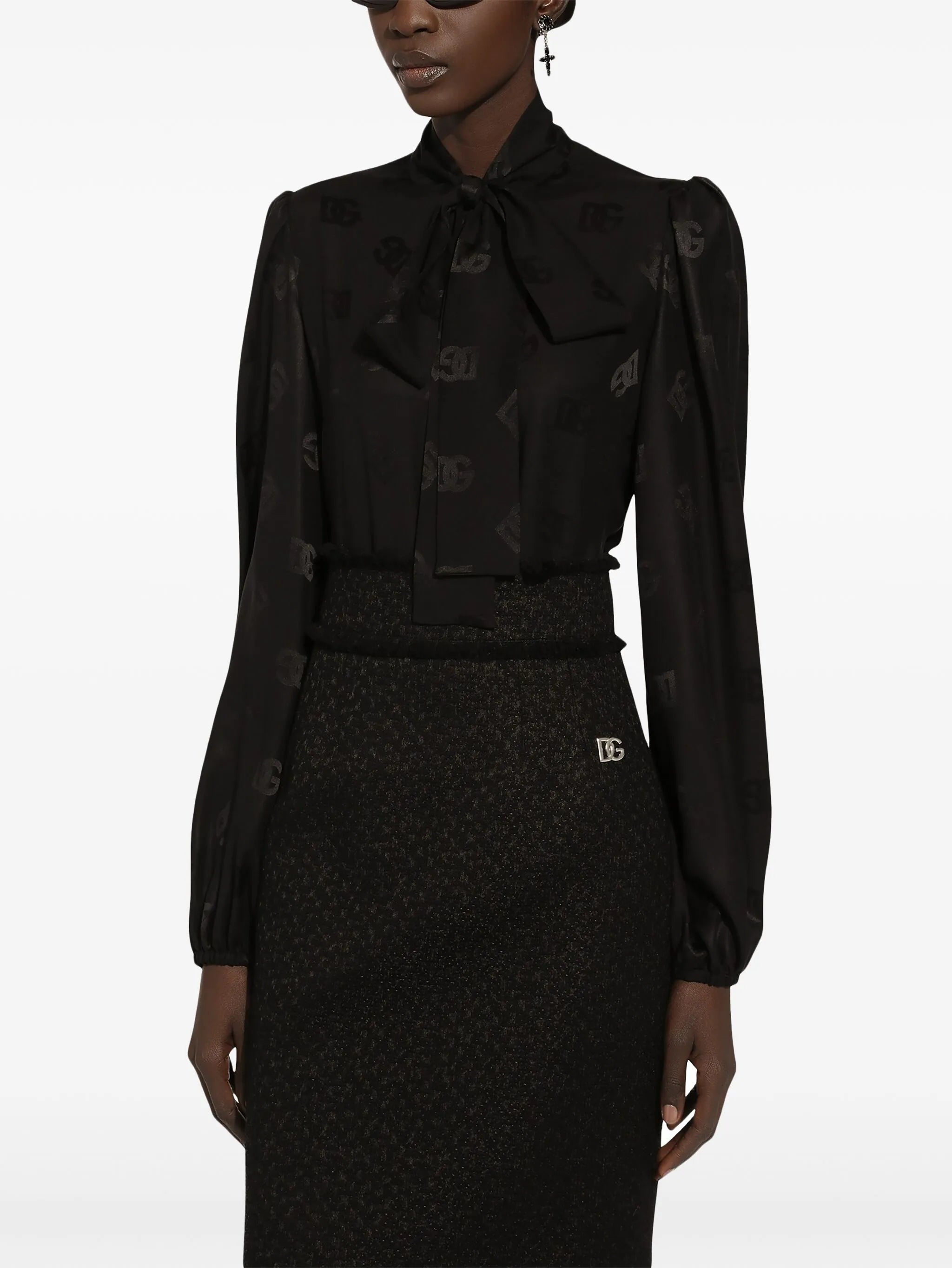 DNA monogram-jacquard silk shirt