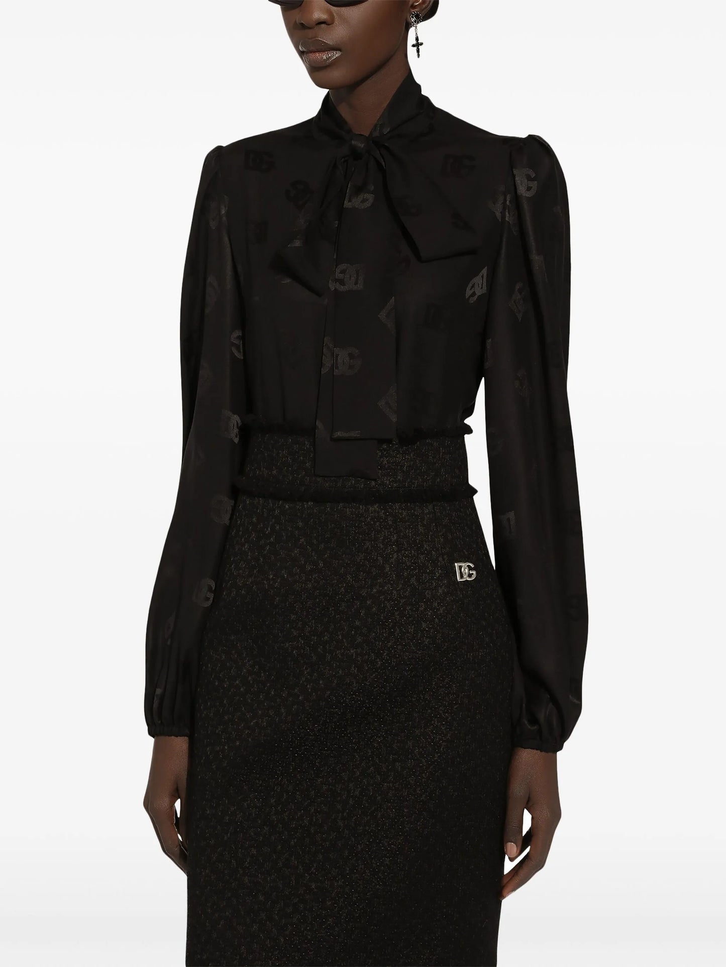 DNA monogram-jacquard silk shirt