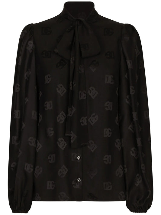 DNA monogram-jacquard silk shirt