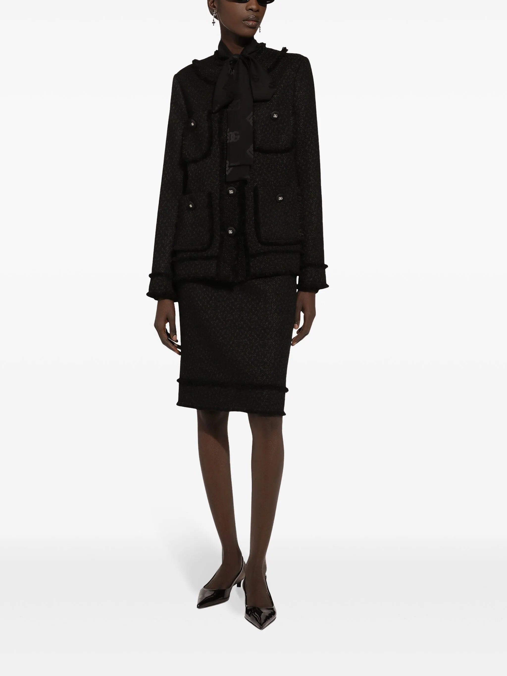 silk jacquard shirt with all-over DG logo