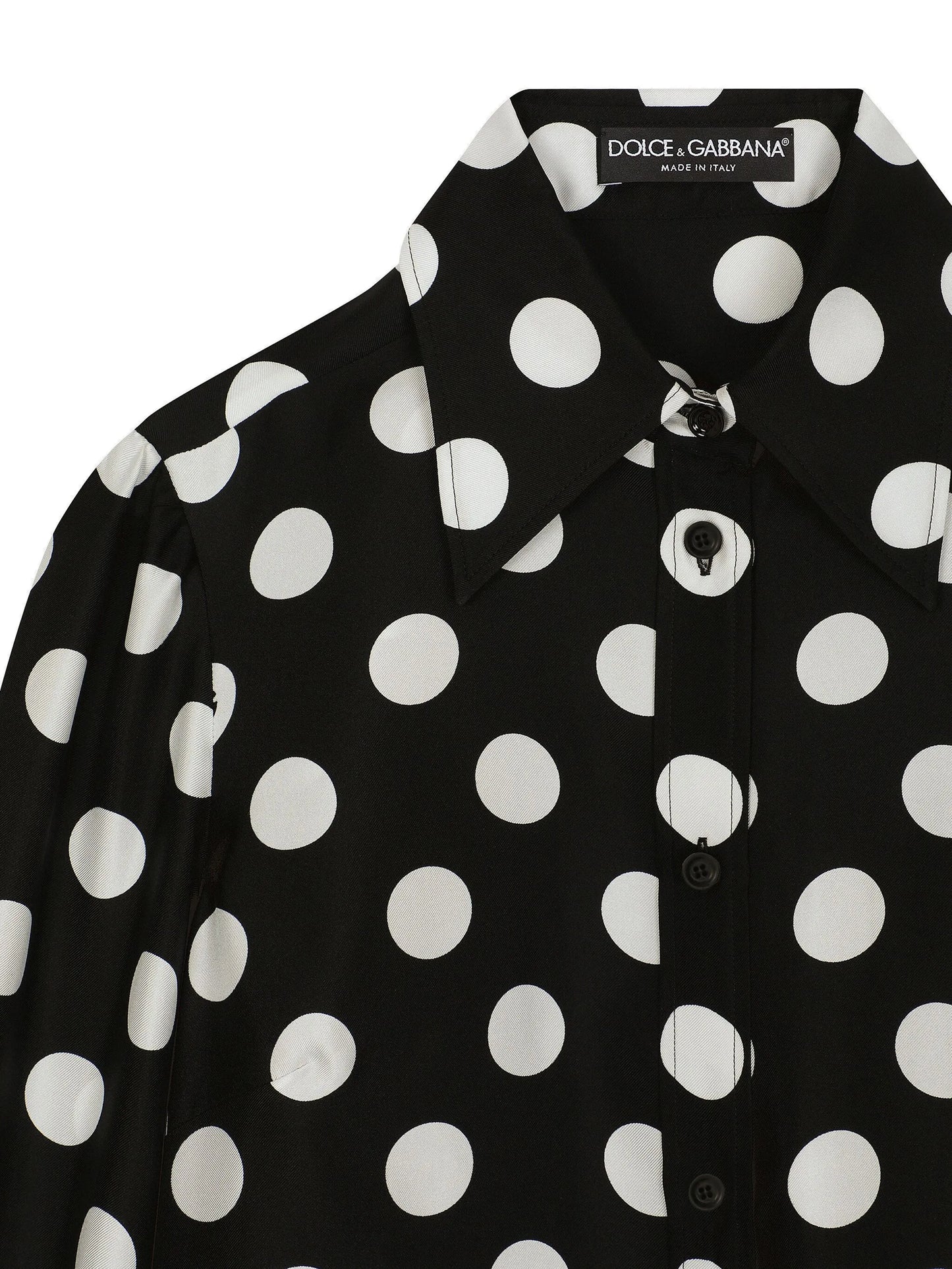 polka-dot silk twill shirt