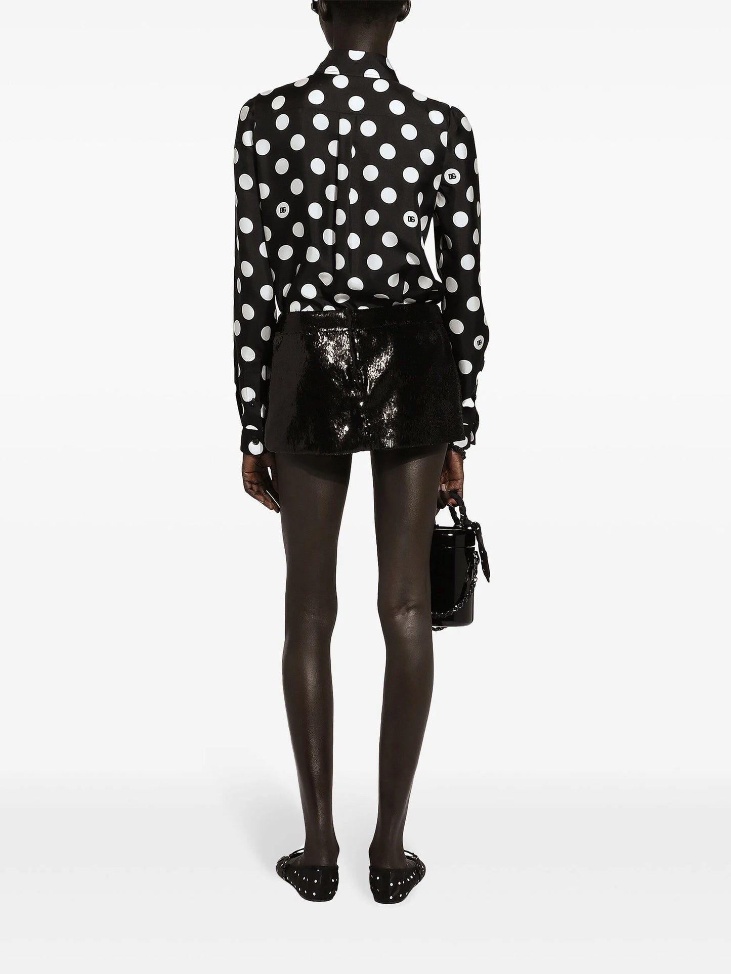 polka-dot silk twill shirt