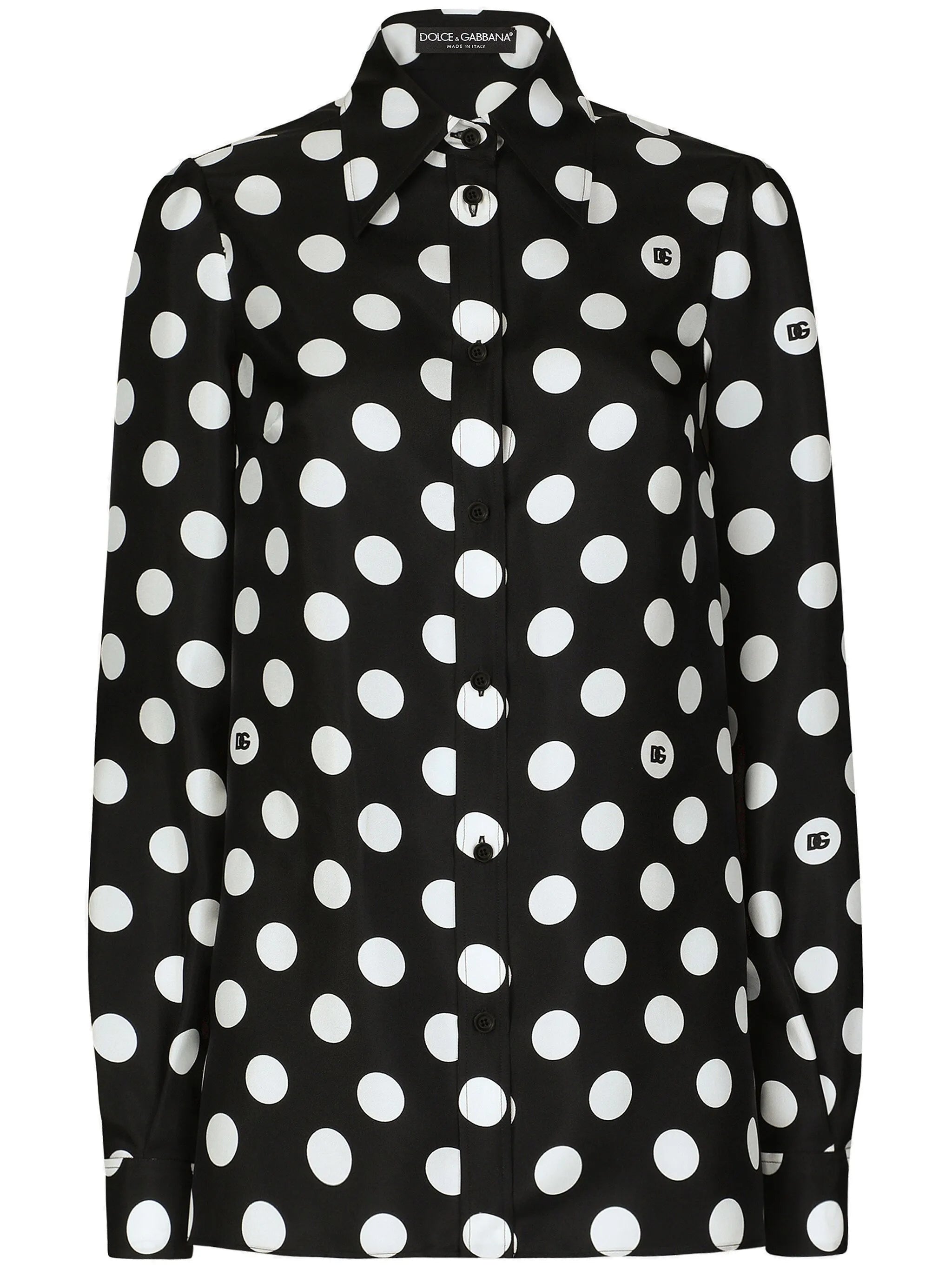 polka-dot silk twill shirt