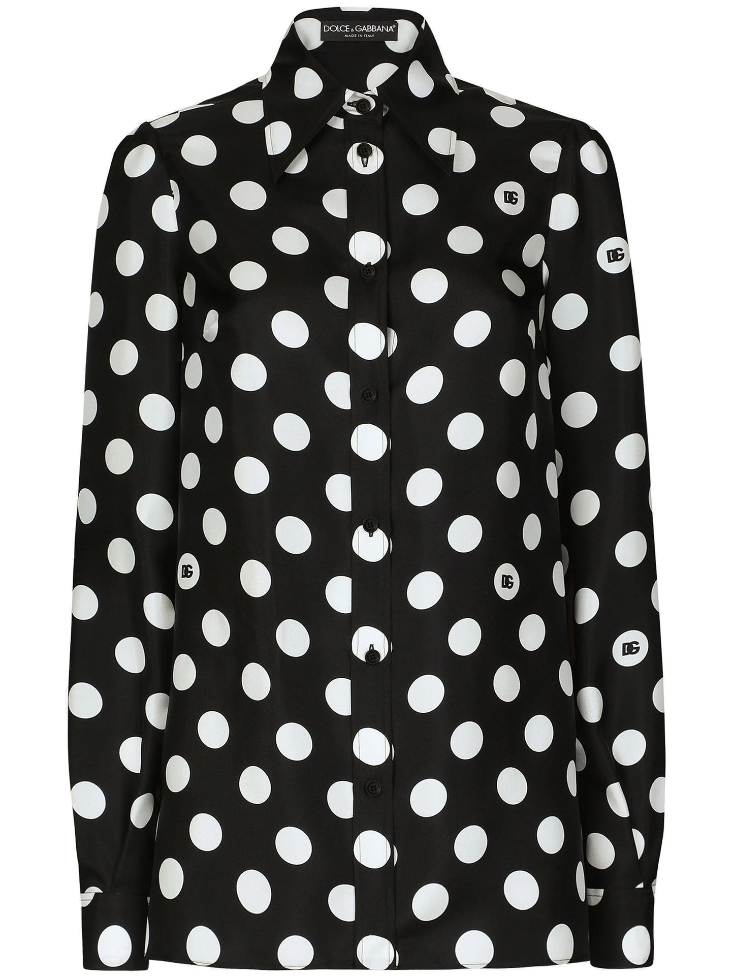 polka-dot silk twill shirt