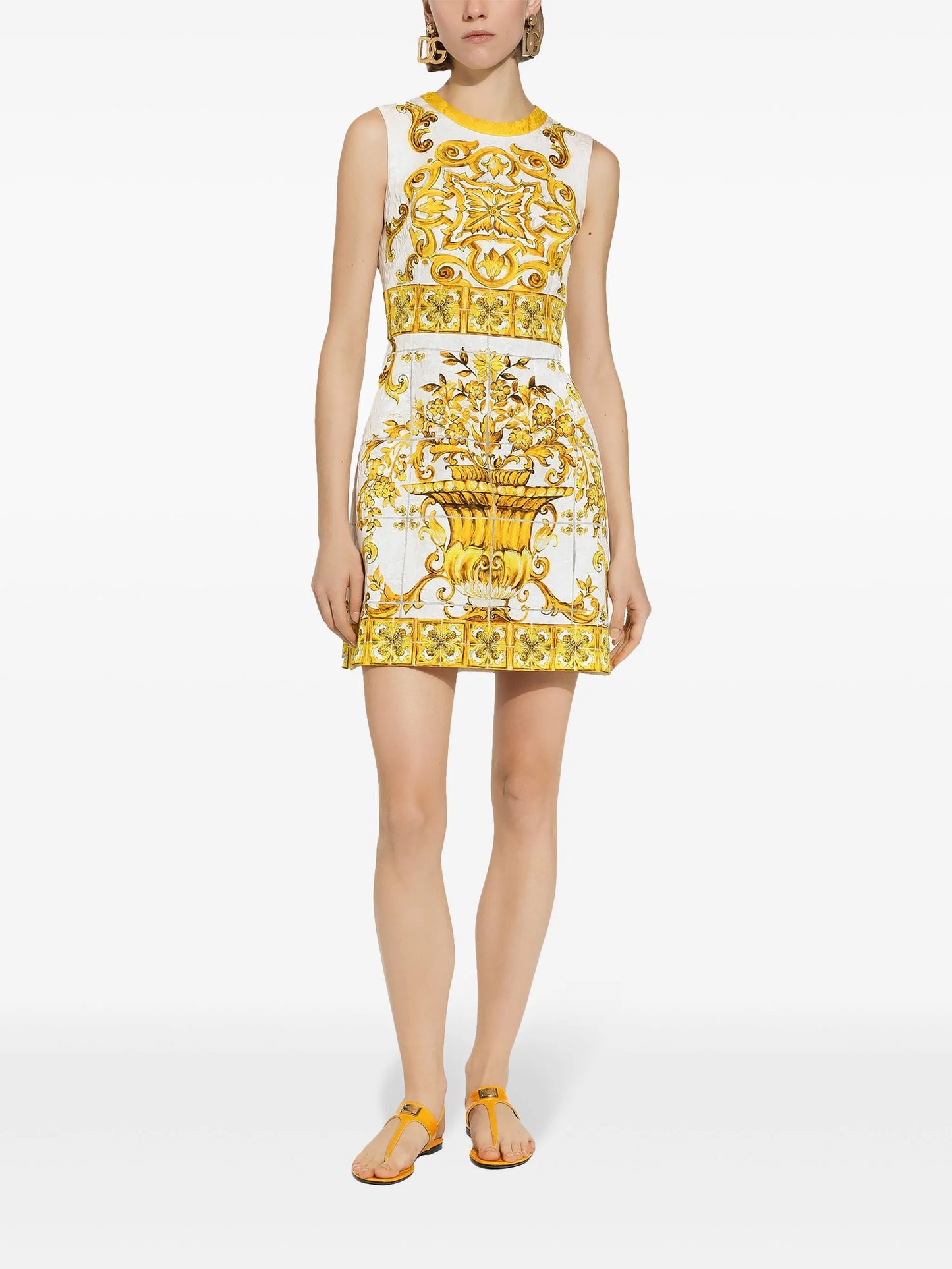 Majolica sleeveless silk minidress