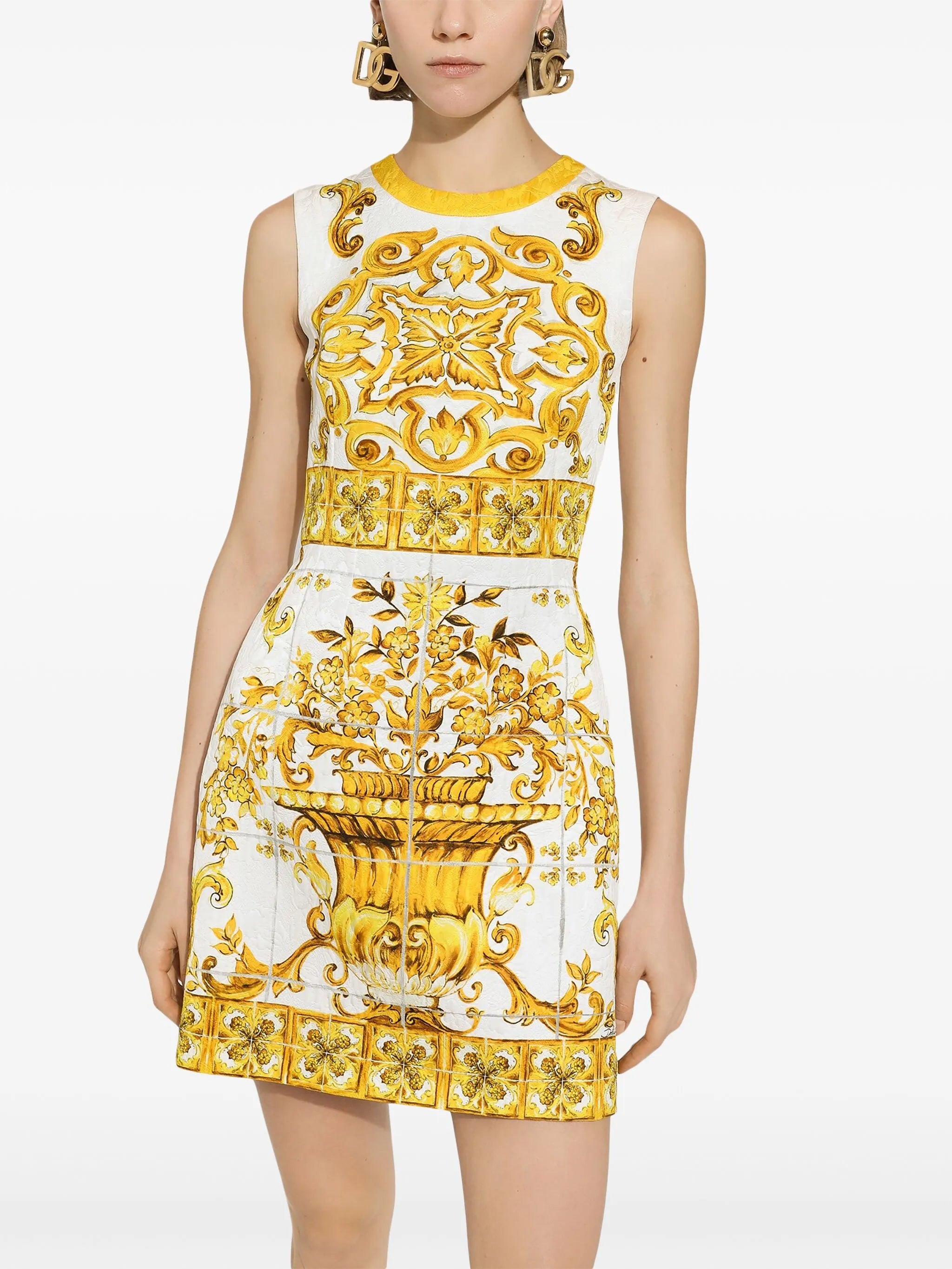 Majolica sleeveless silk minidress