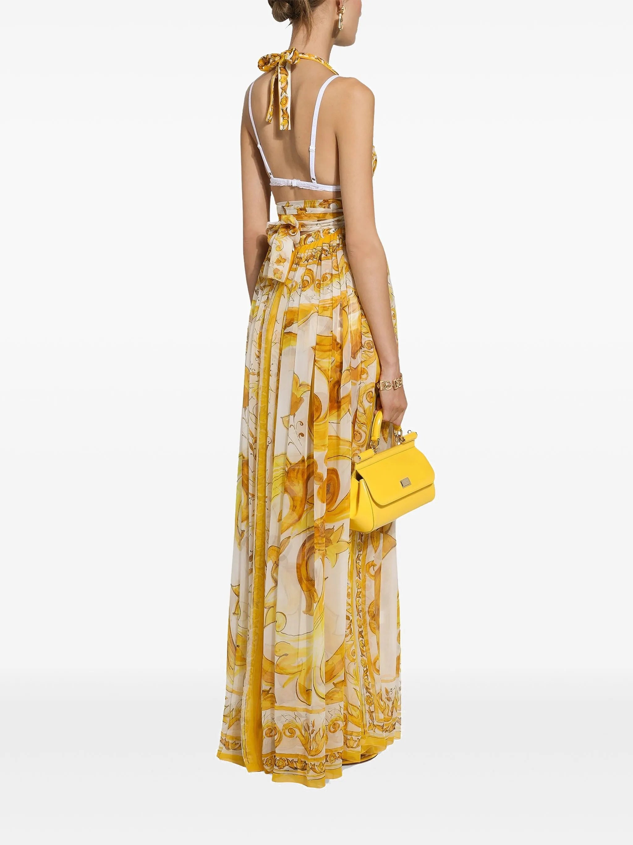 Majolica-print chiffon maxi dress