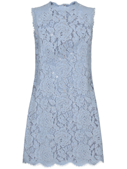 floral-lace shift mini dress