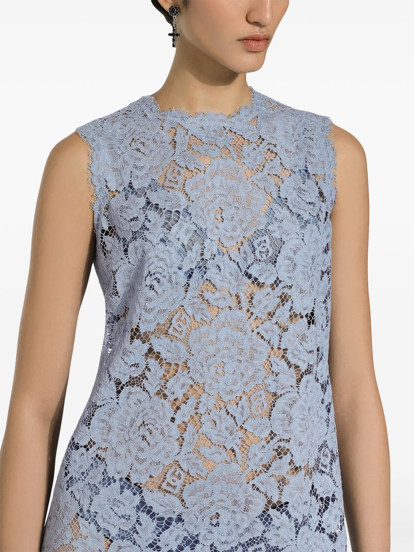 floral-lace shift mini dress