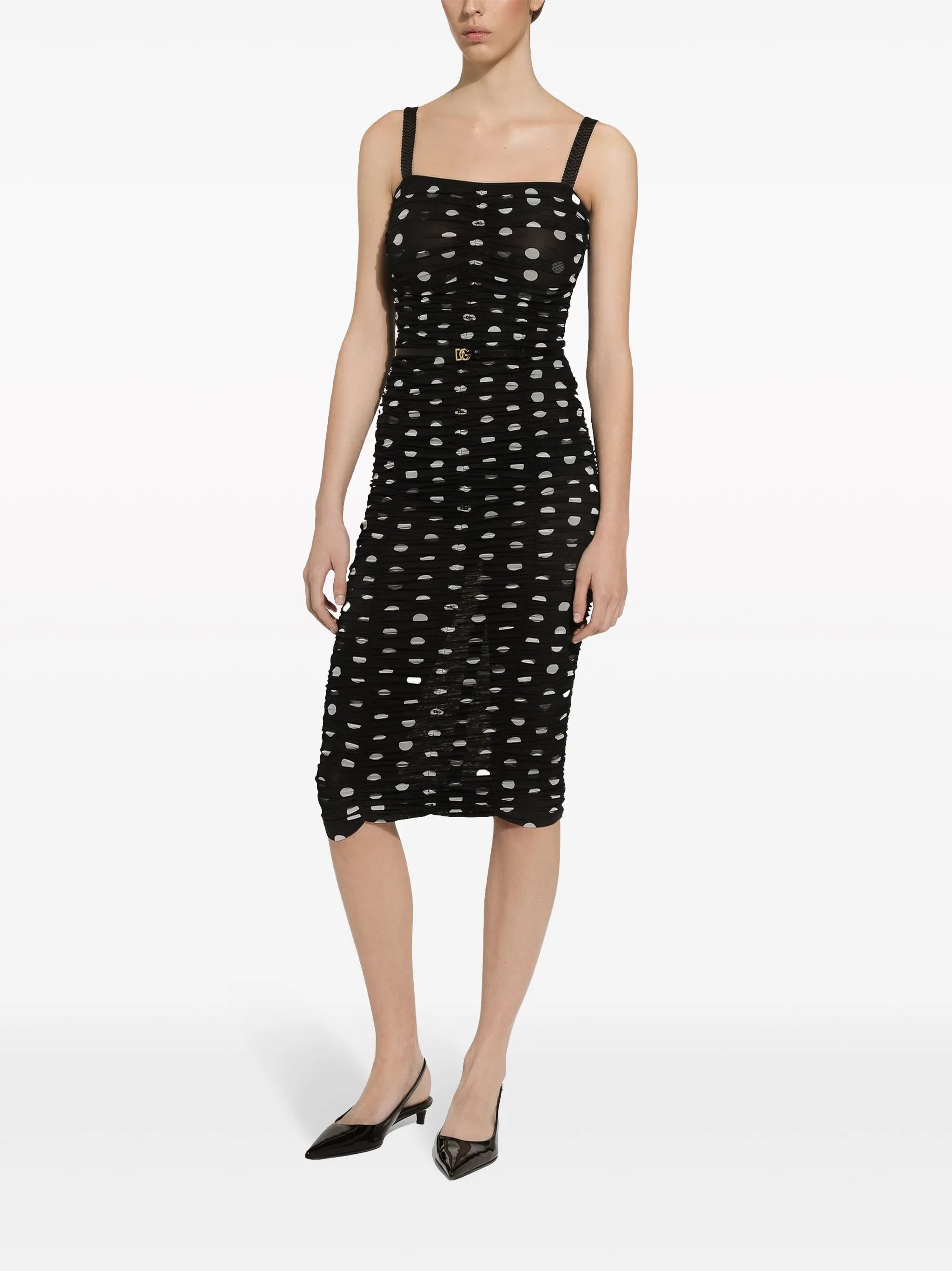 polka-dot tulle midi dress